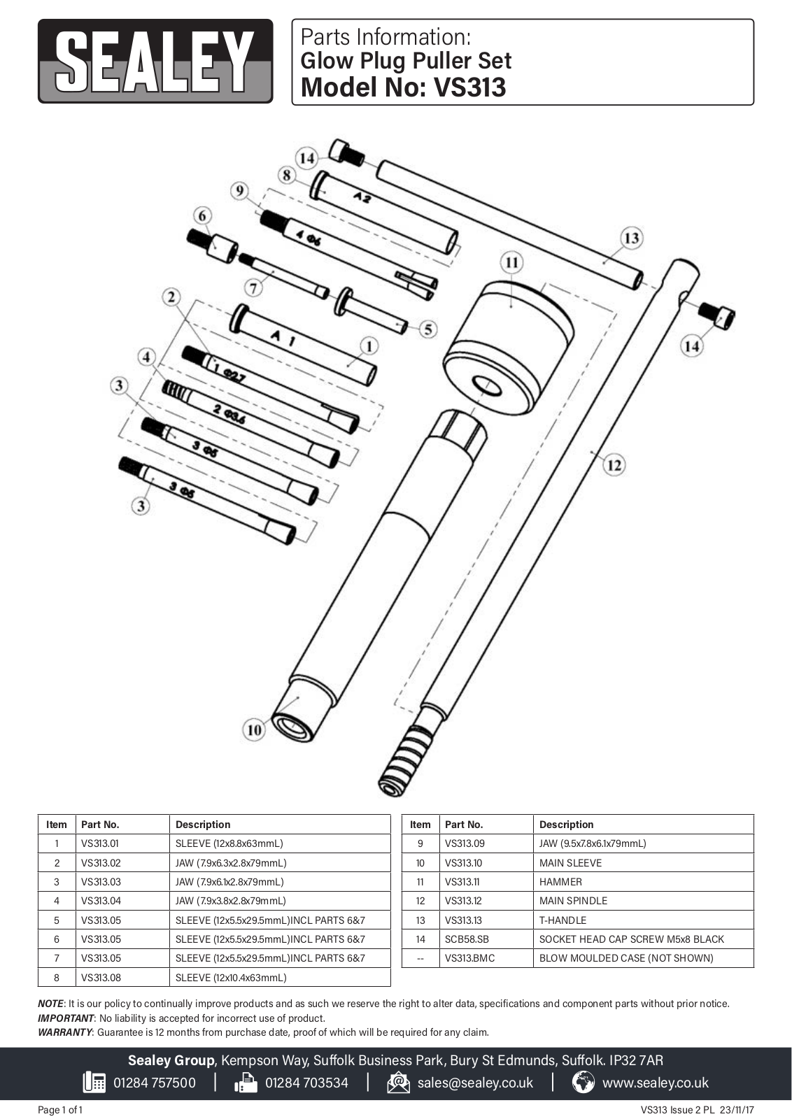 Sealey VS313 Parts Listing - ManualMachine.com