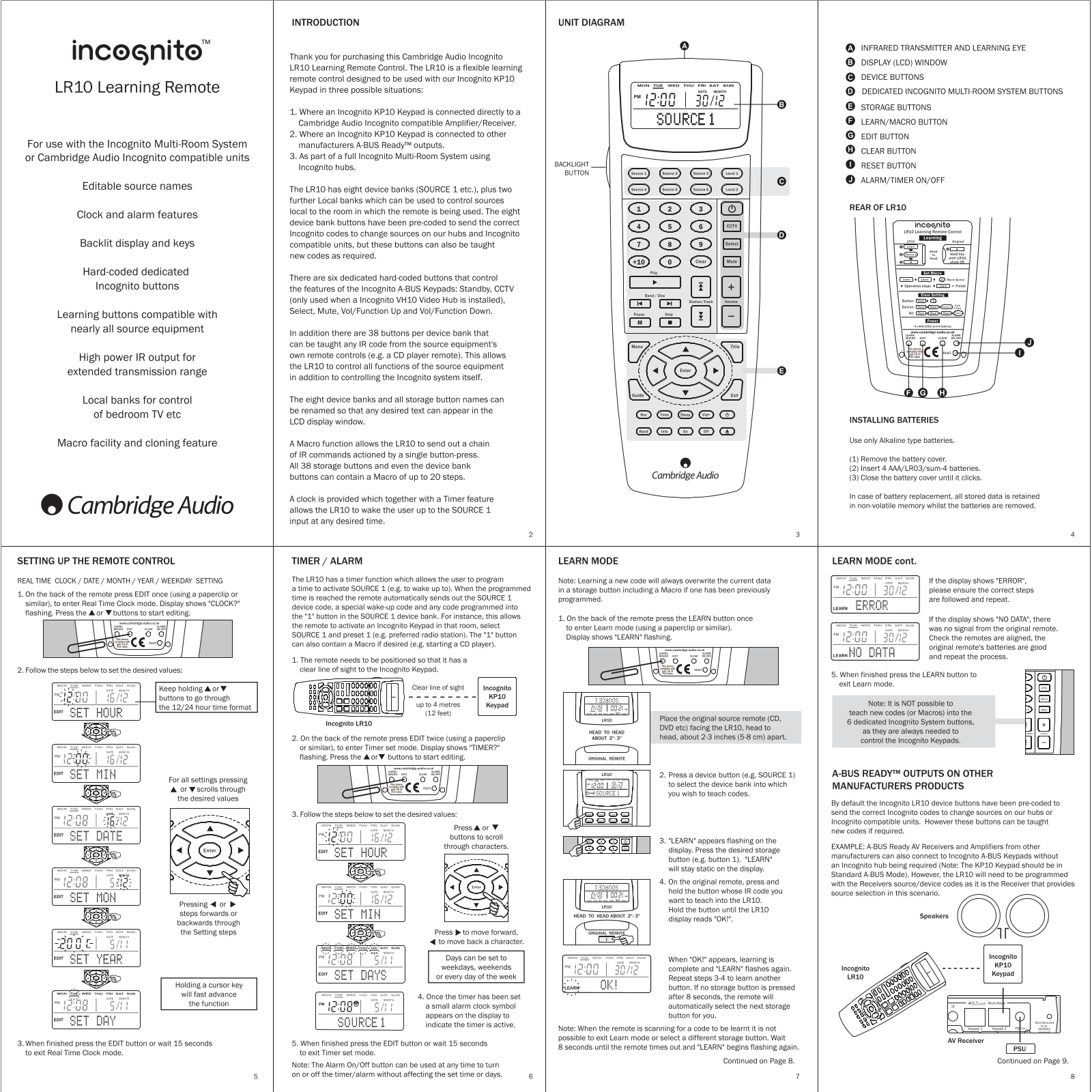 Cambridge Audio Incognito LR-10 Owners manual