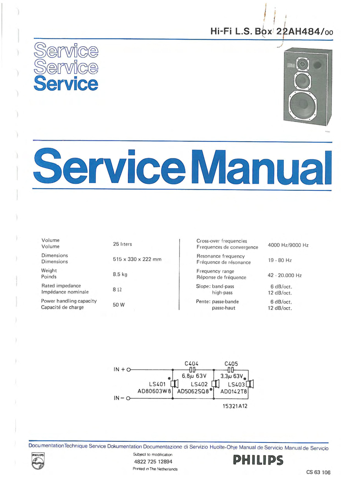 Philips 22-AH-484 Service Manual