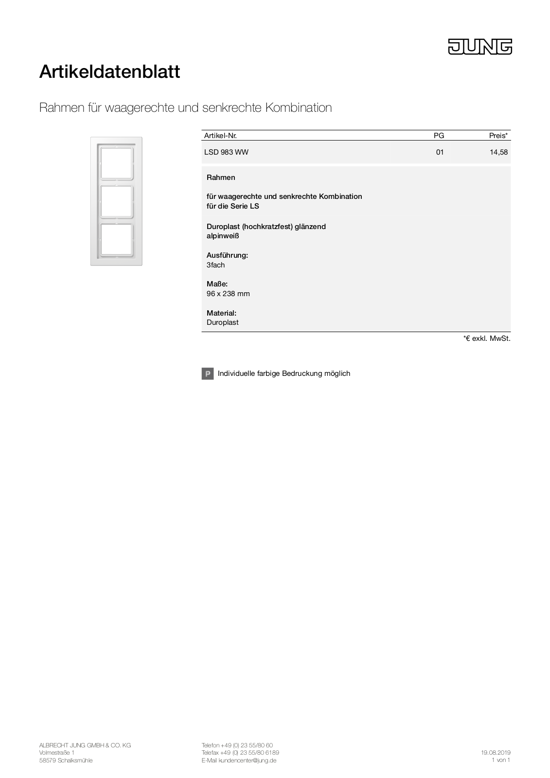 Jung LSD 983 WW User Manual