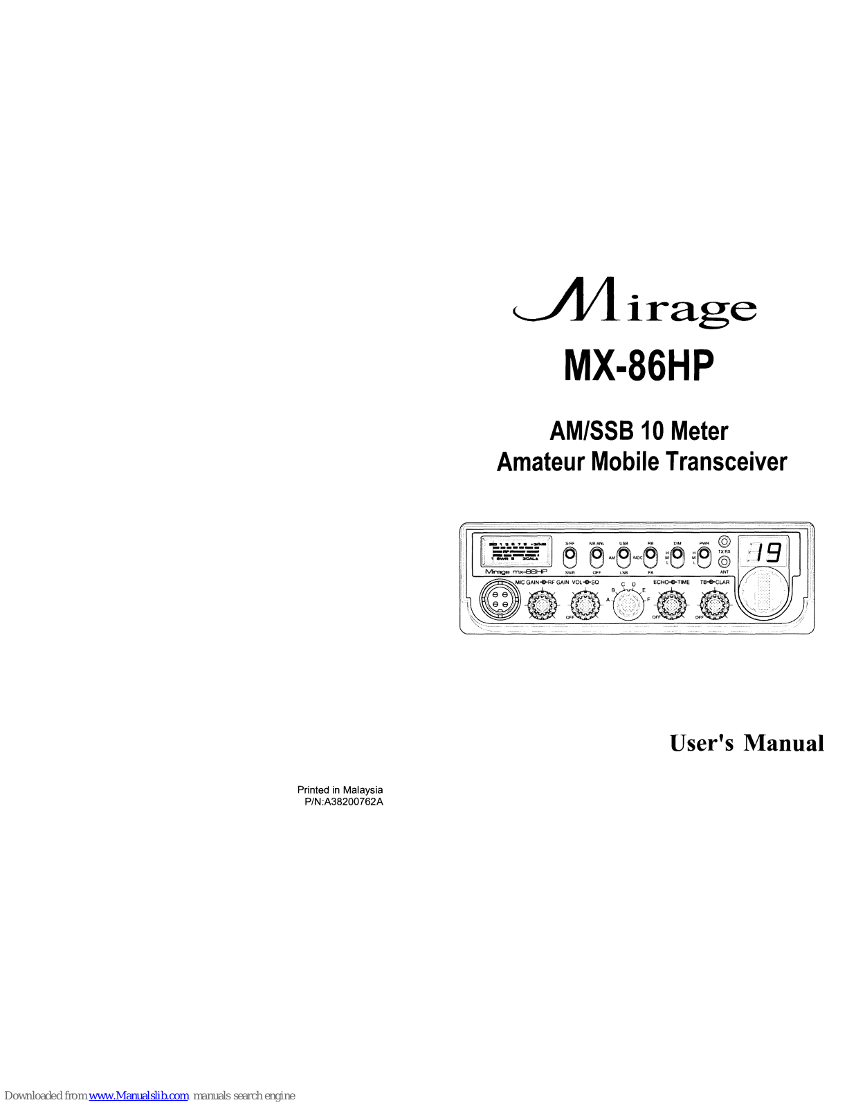 Mirage MX-86HP User Manual - ManualMachine.com