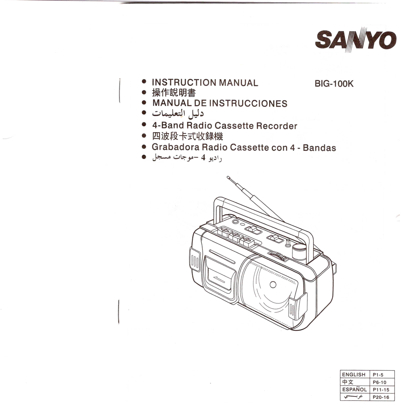 Sanyo BIG-100K Manual