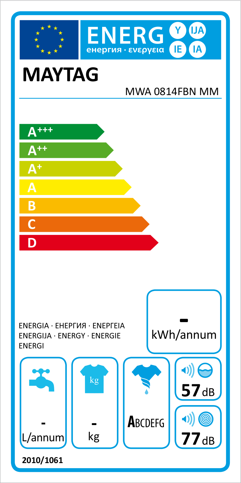 MAYTAG MWA 0814FBN MM Energy label