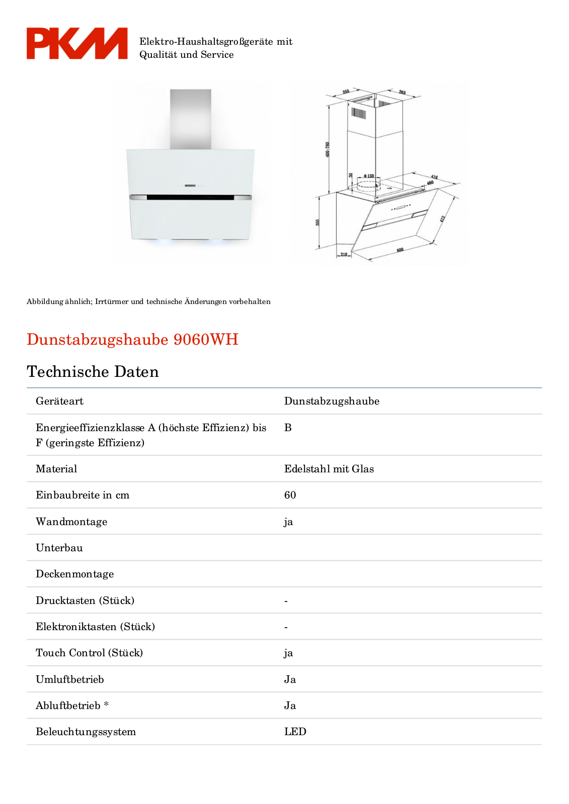 PKM 9060WH User Manual