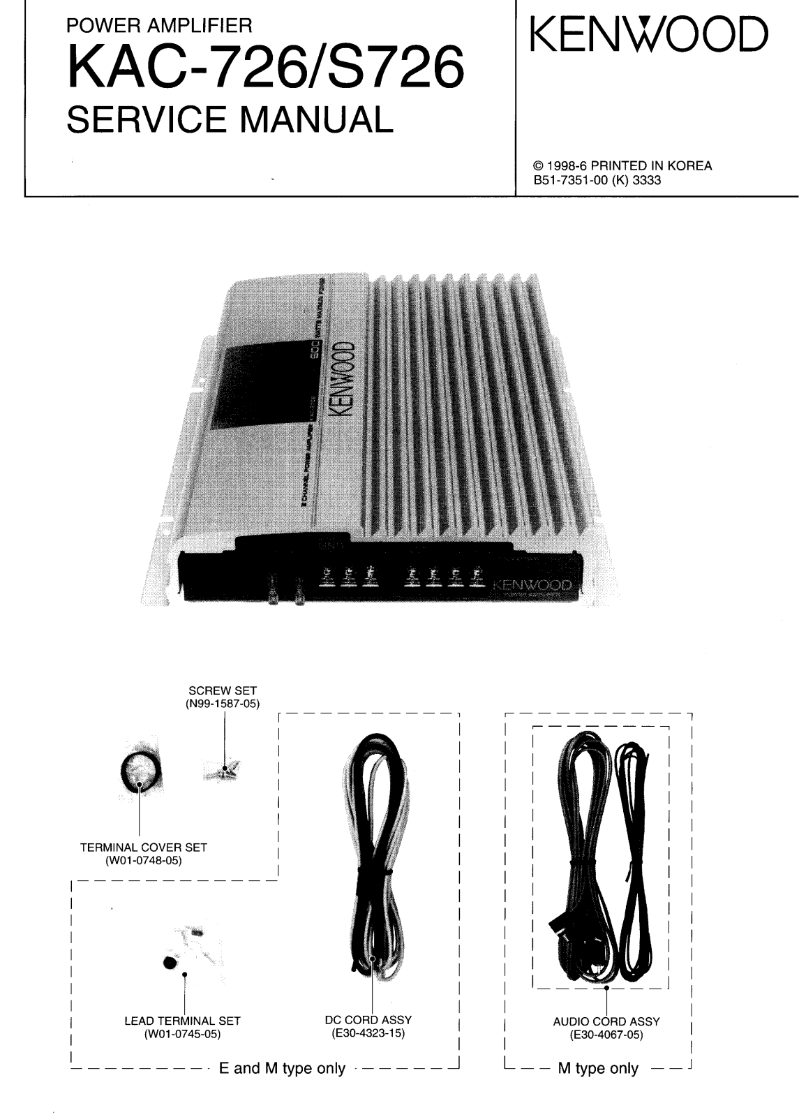 Kenwood KAC-726 Service Manual