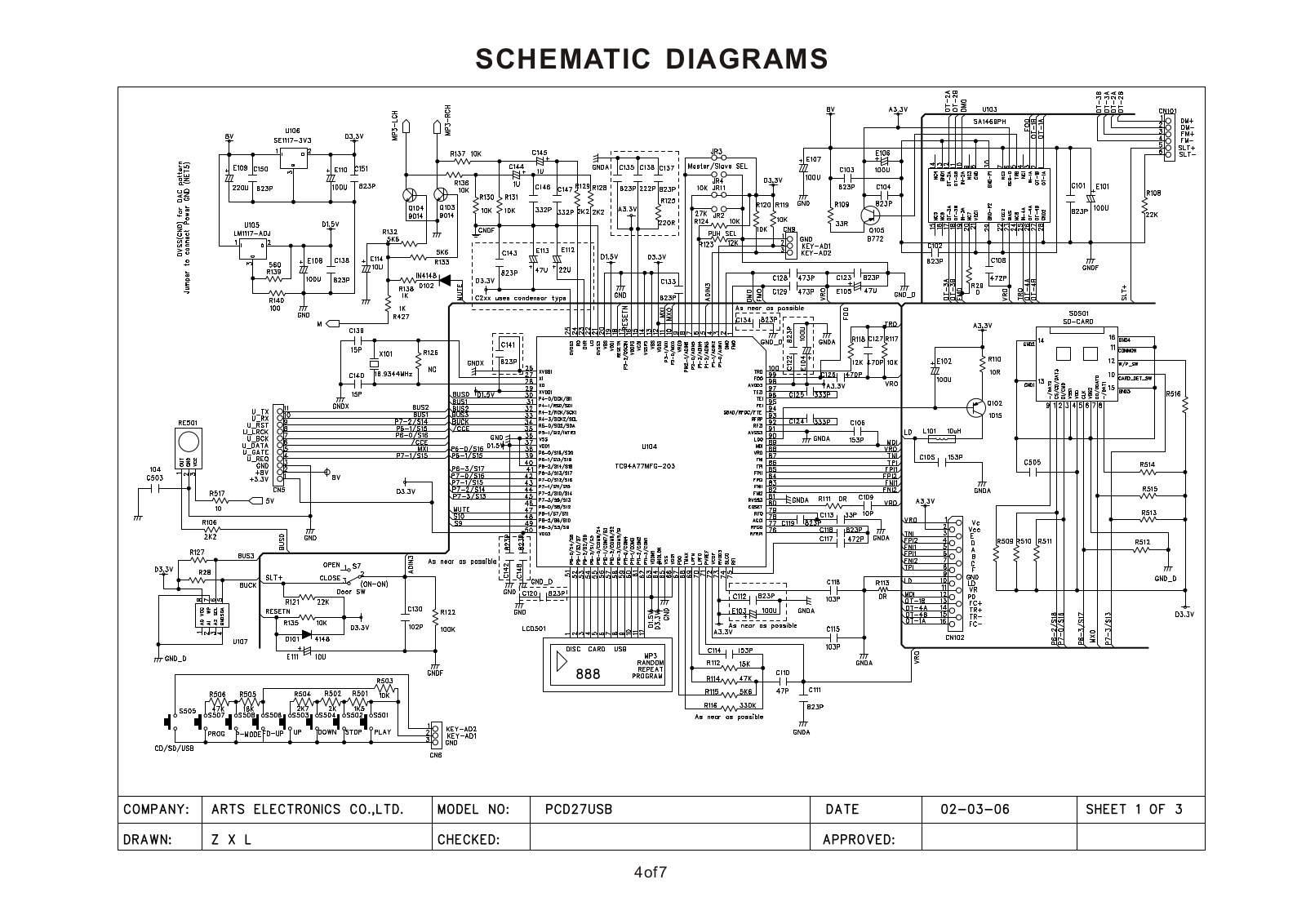 Vitek PCD27USB Circuit diagrams