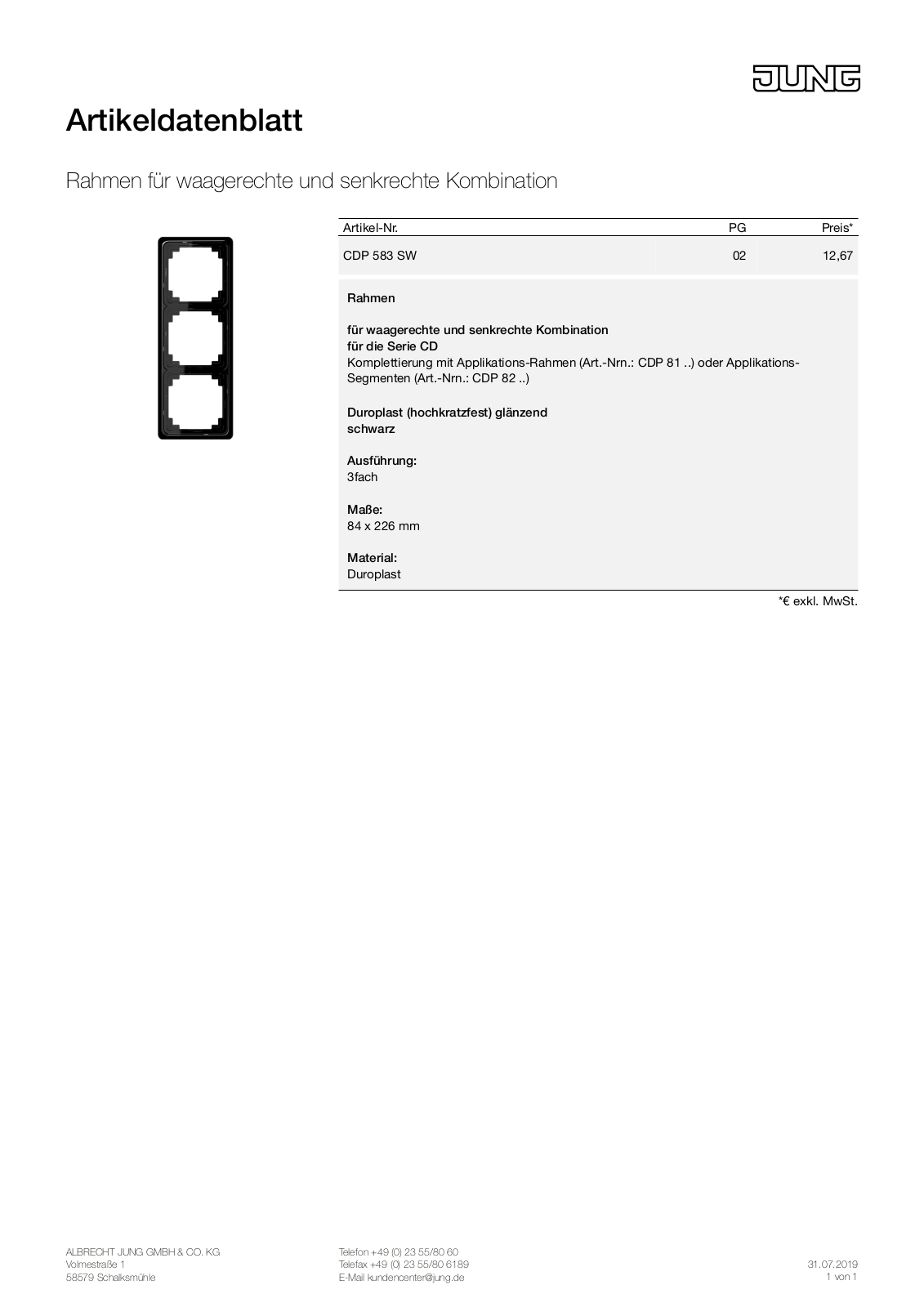 Jung CDP 583 SW User Manual