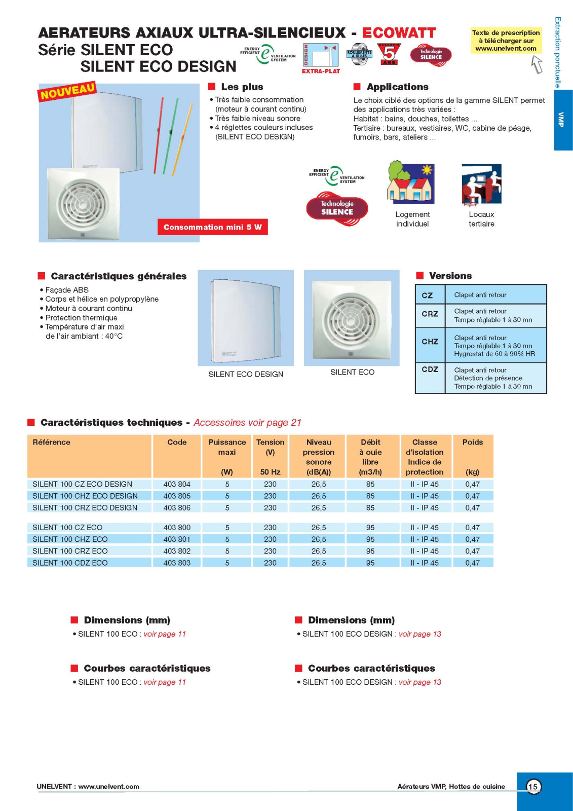 UNELVENT AERATEUR SILENT ECO DESIGN User Manual