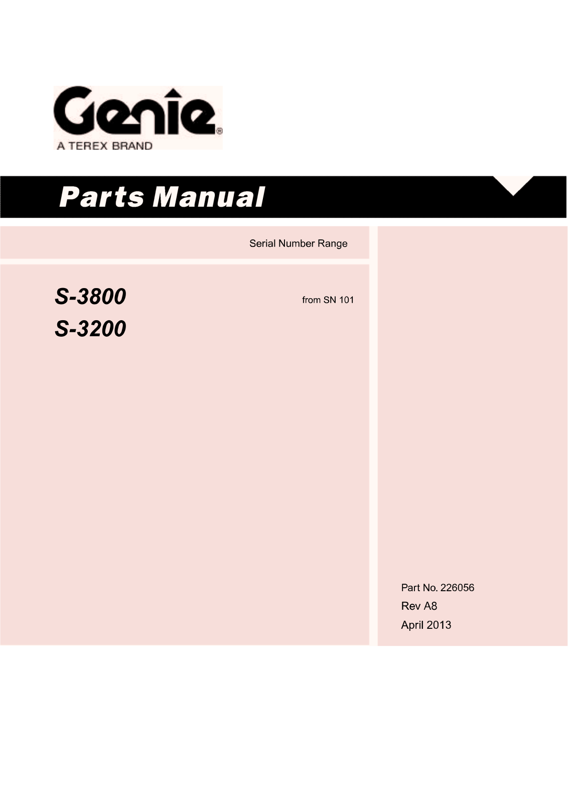 Genie S3200, S3800 Parts Catalogue