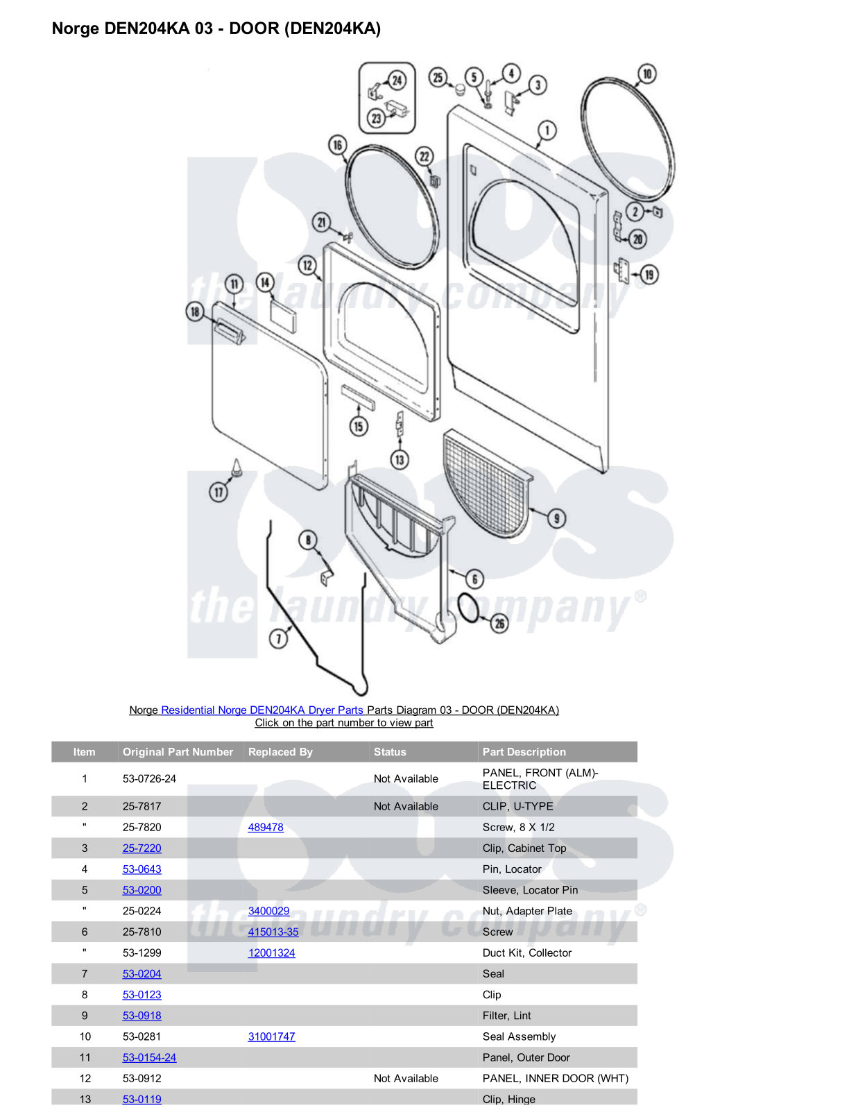 Norge DEN204KA Parts Diagram