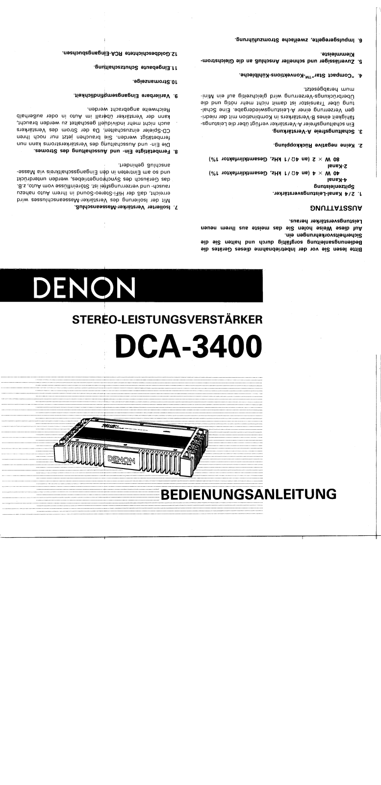 Denon DCA-3400 Owner's Manual