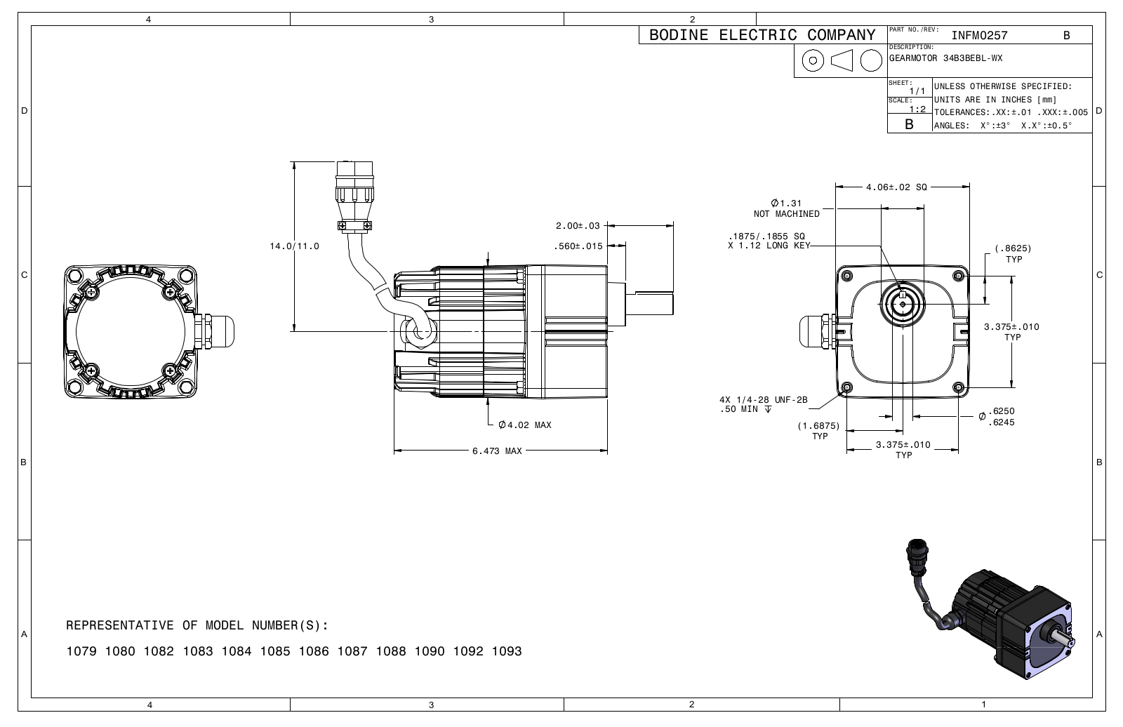 Bodine 1079, 1080, 1082, 1083, 1084 Reference Drawing