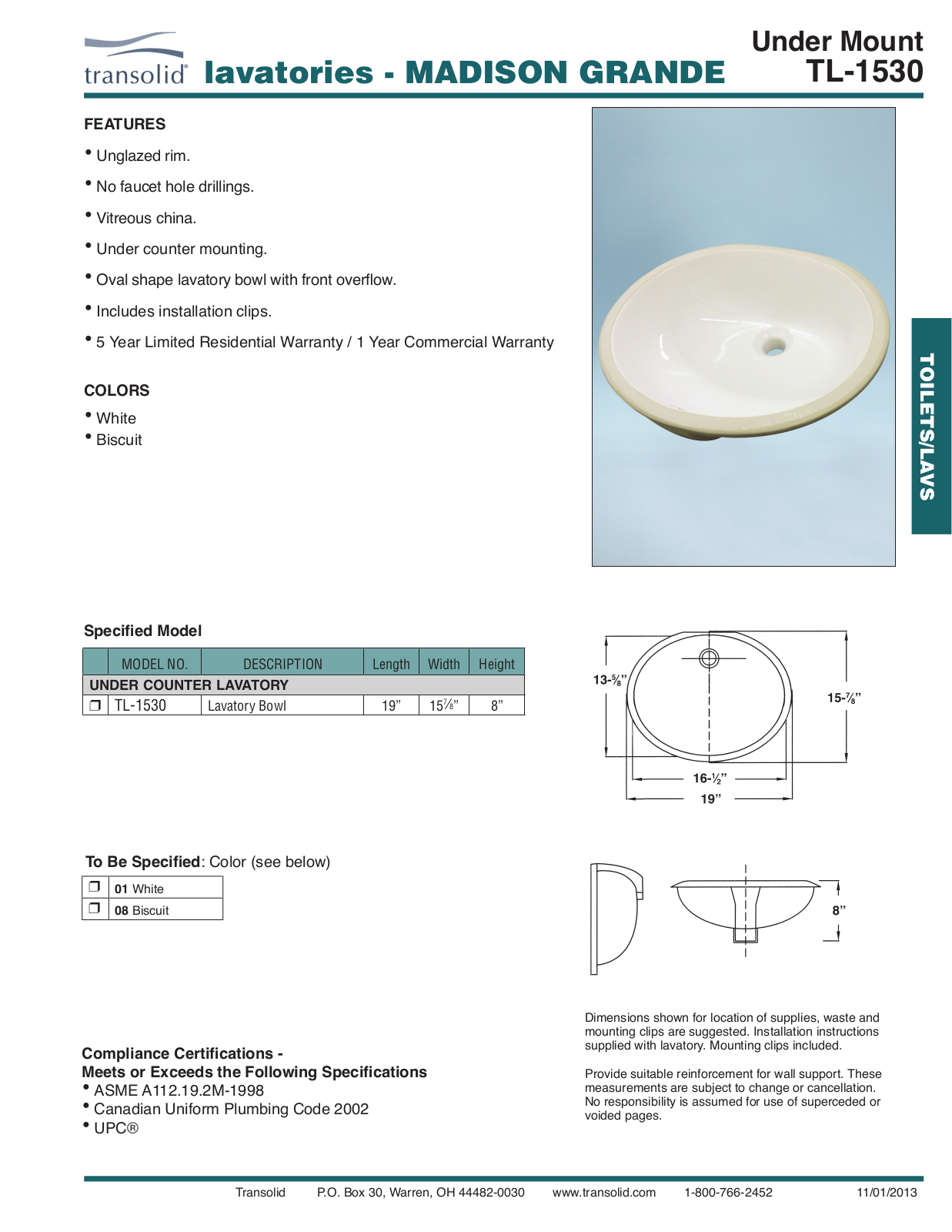 Transolid SBSW9801 Specifications - ManualMachine.com