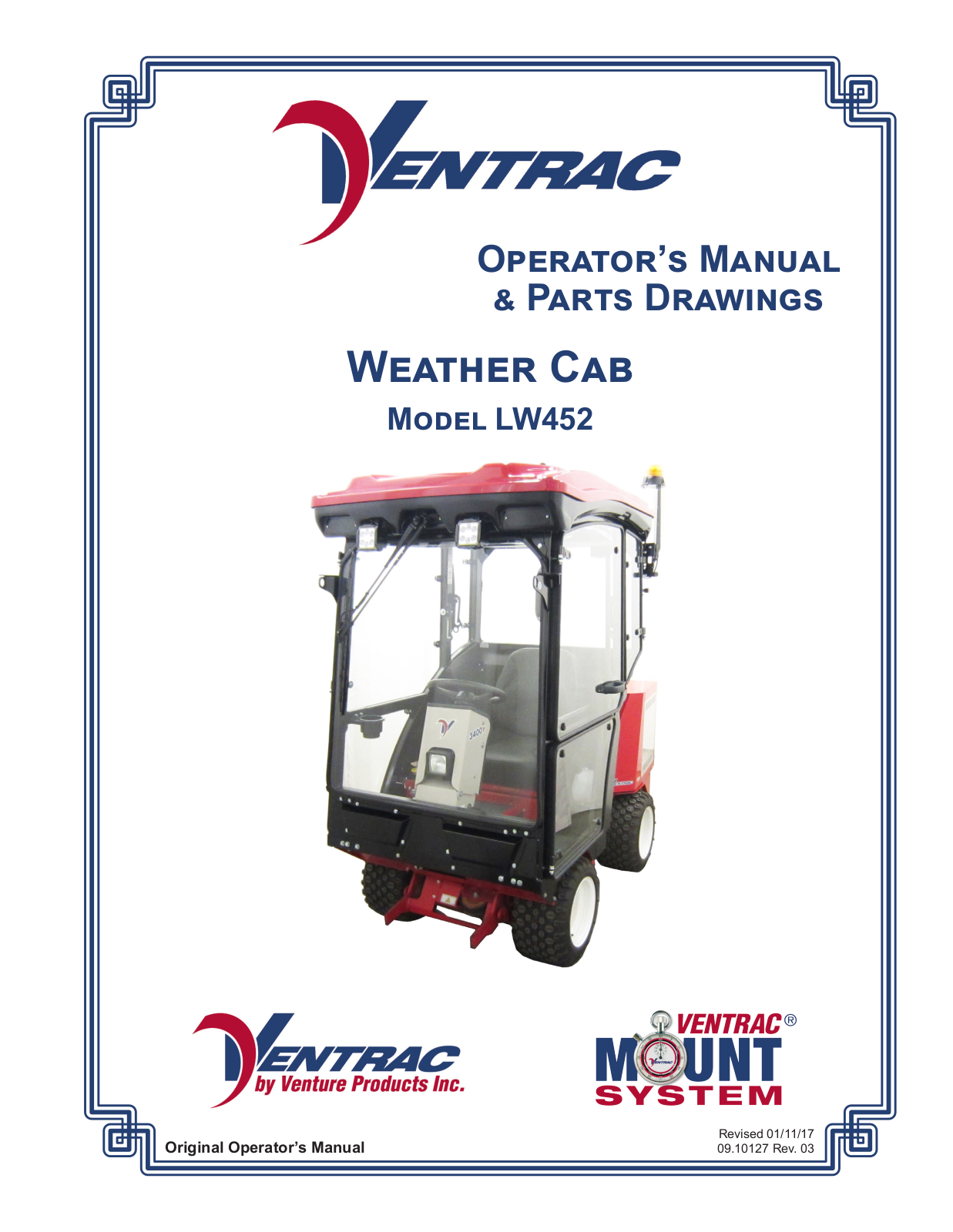 Ventrac KW452 Operator's Manual & Parts Drawings