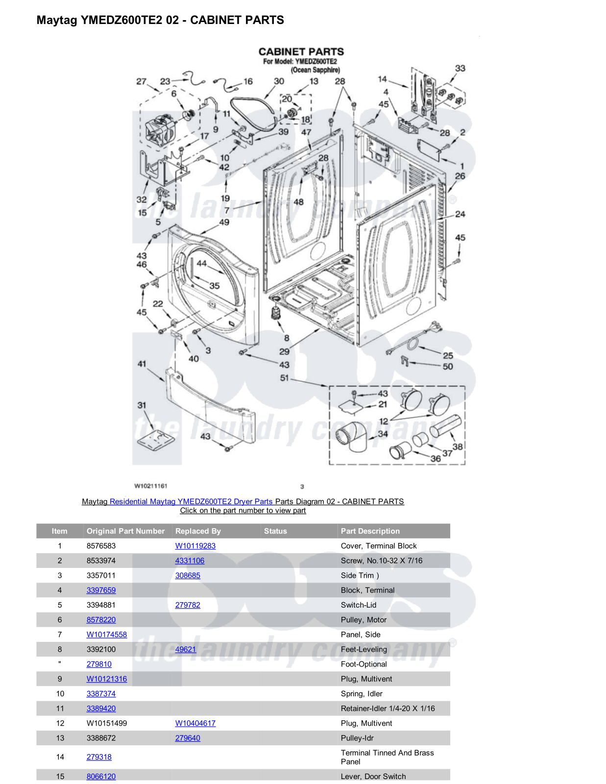 Maytag YMEDZ600TE2 Parts Diagram