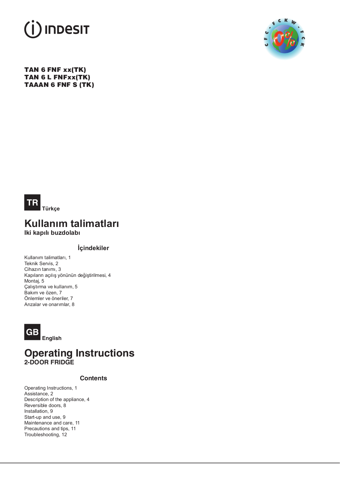 INDESIT TAAN 6 FNF (TK) User Manual