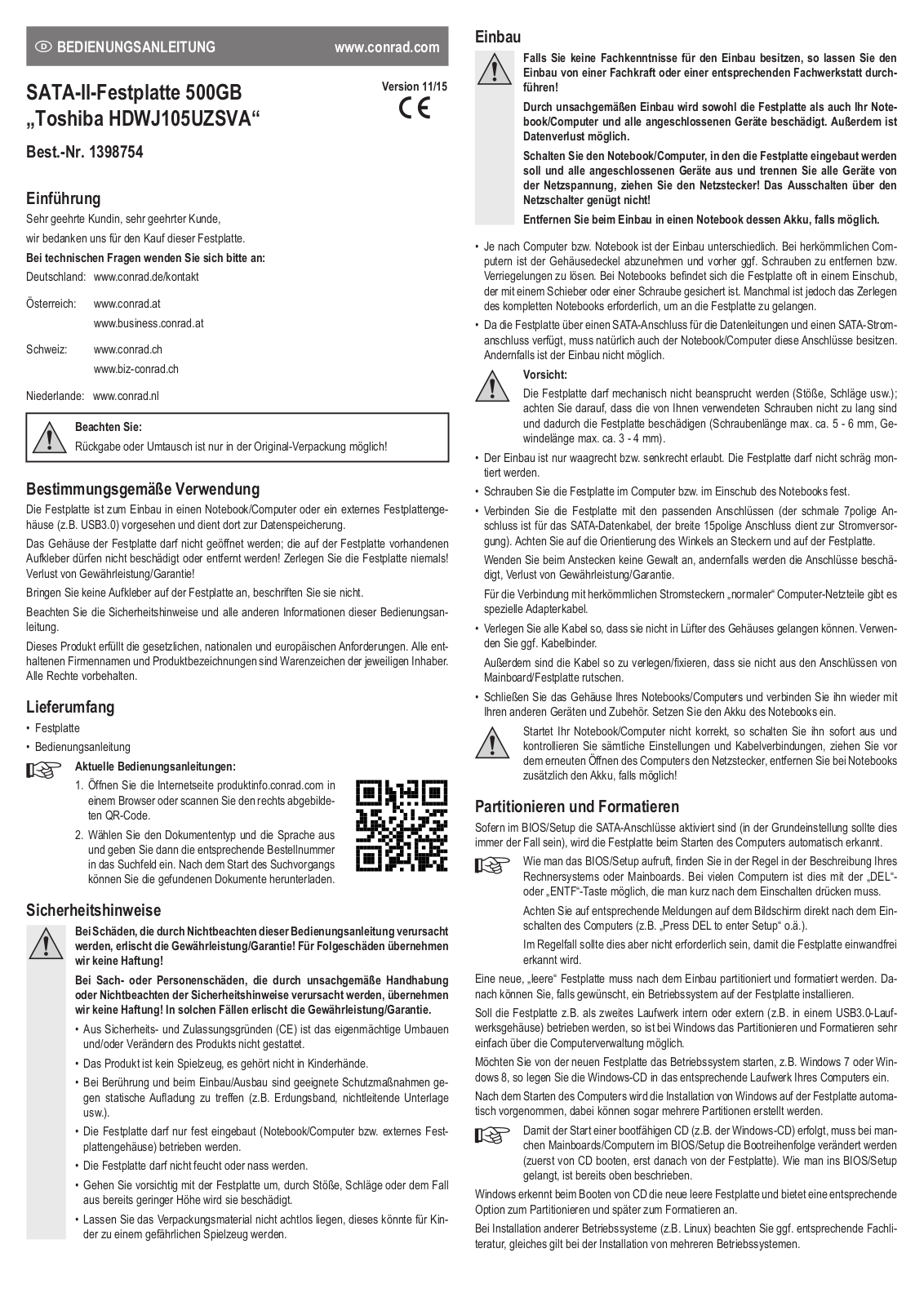 Toshiba HDWJ105UZSVA Operation Manual