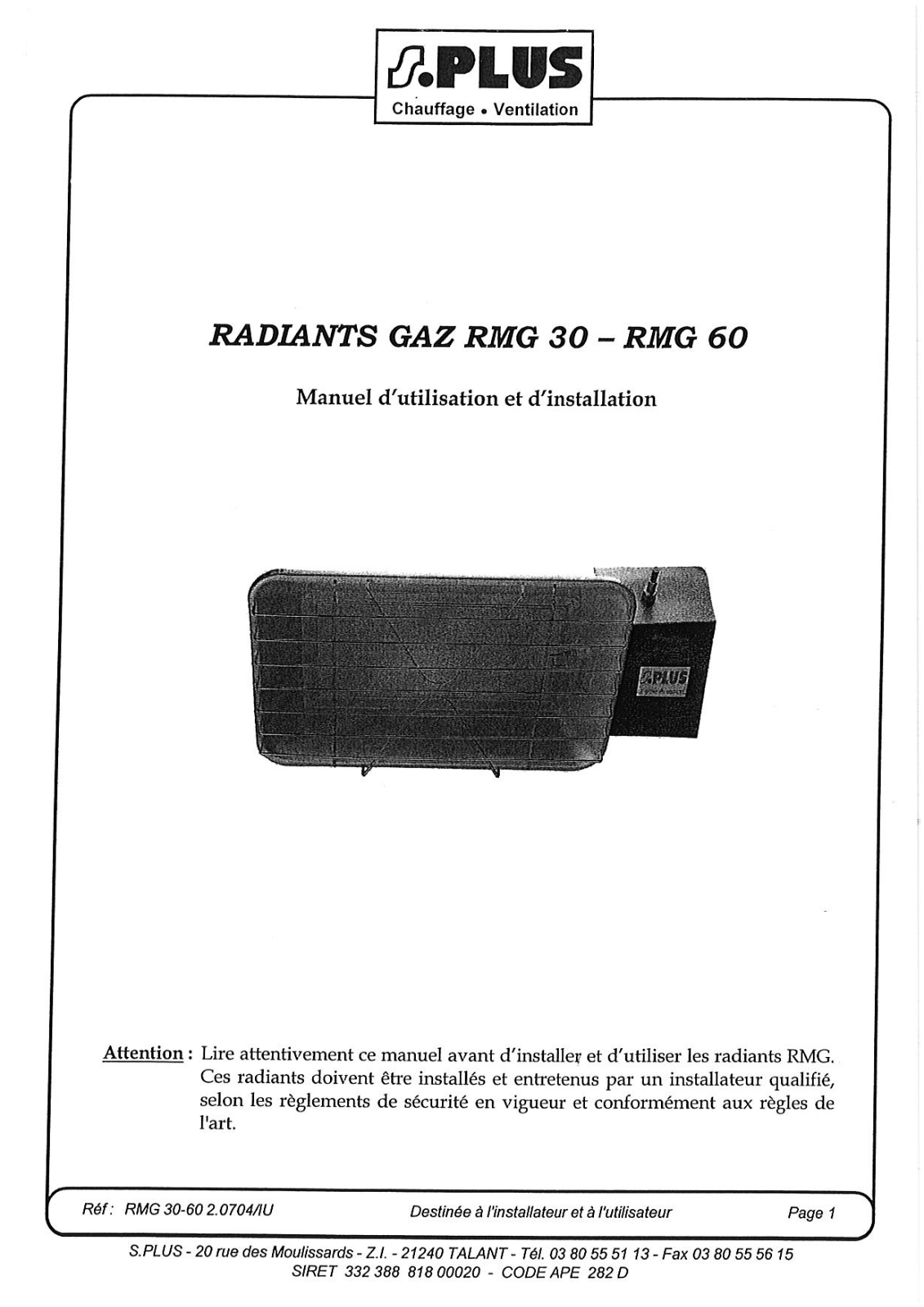 S.plus RMG 60, RMG 30 User Manual