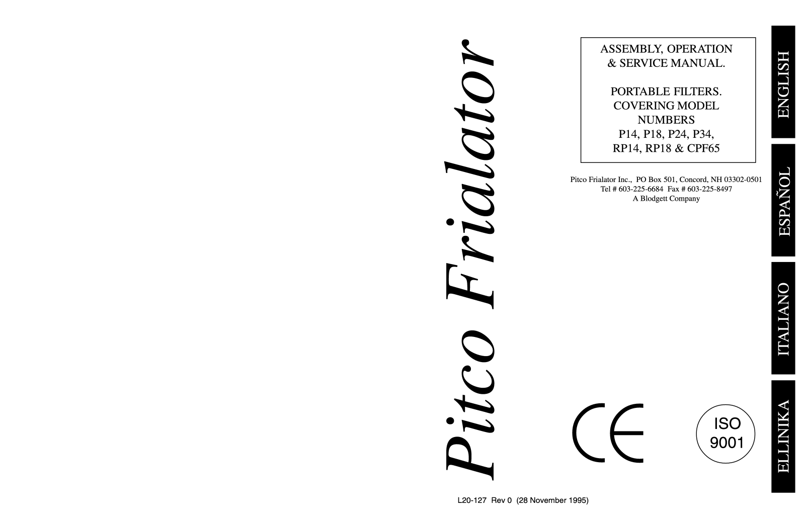 Pitco CPF65 Service Manual