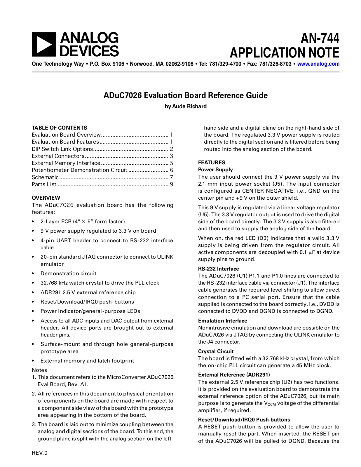 Analog Devices AN-744 Application Notes