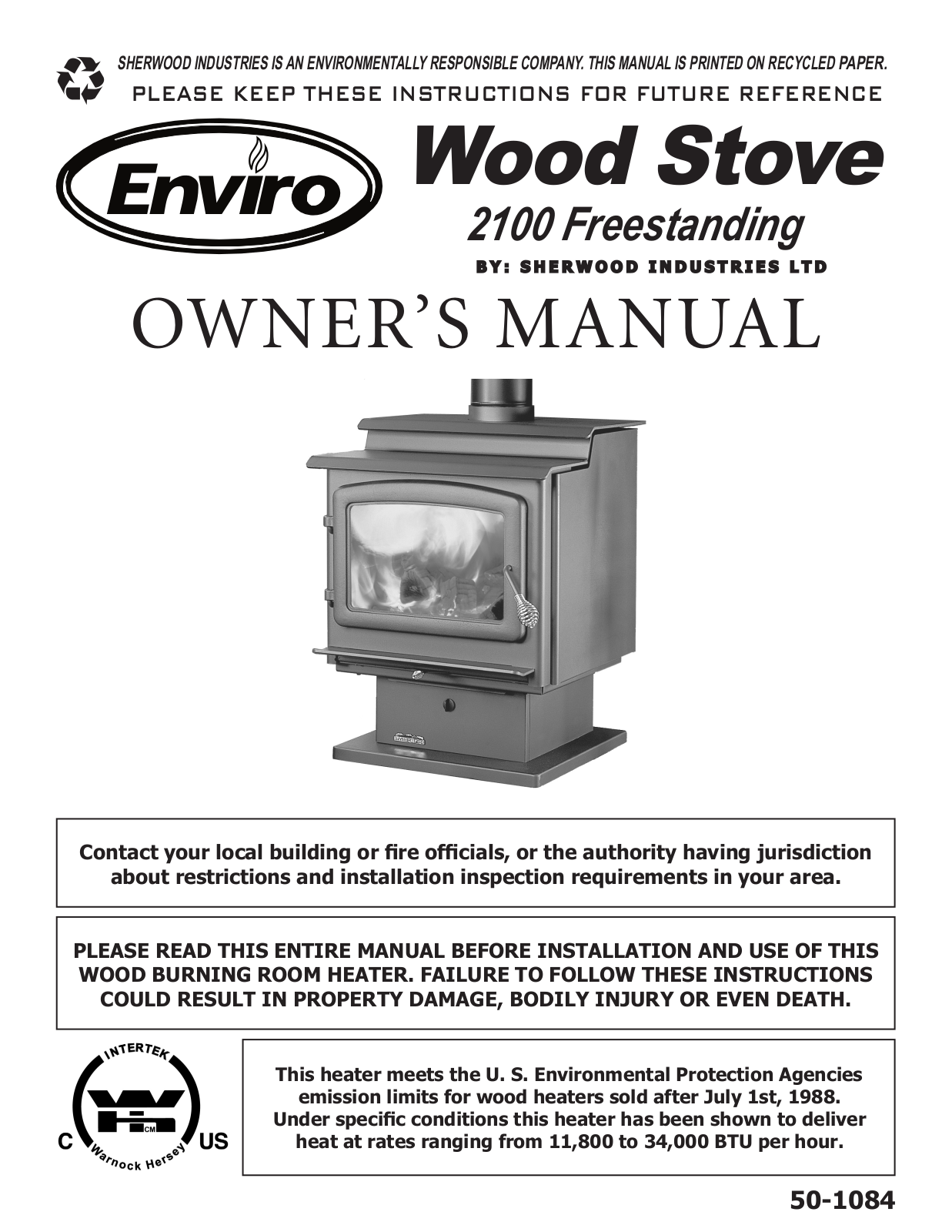 Enviro 2100 Freestanding User Manual