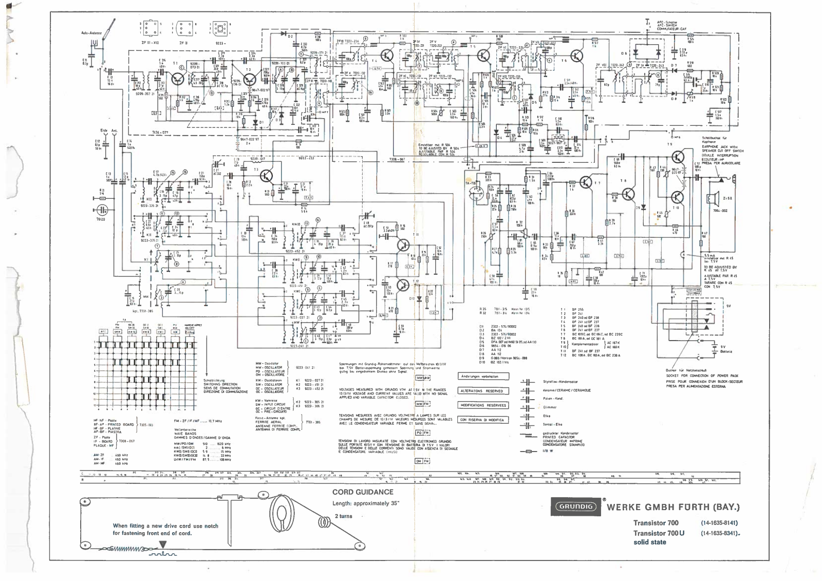 Grundig Transistor 700, Transistor 700U Schematic
