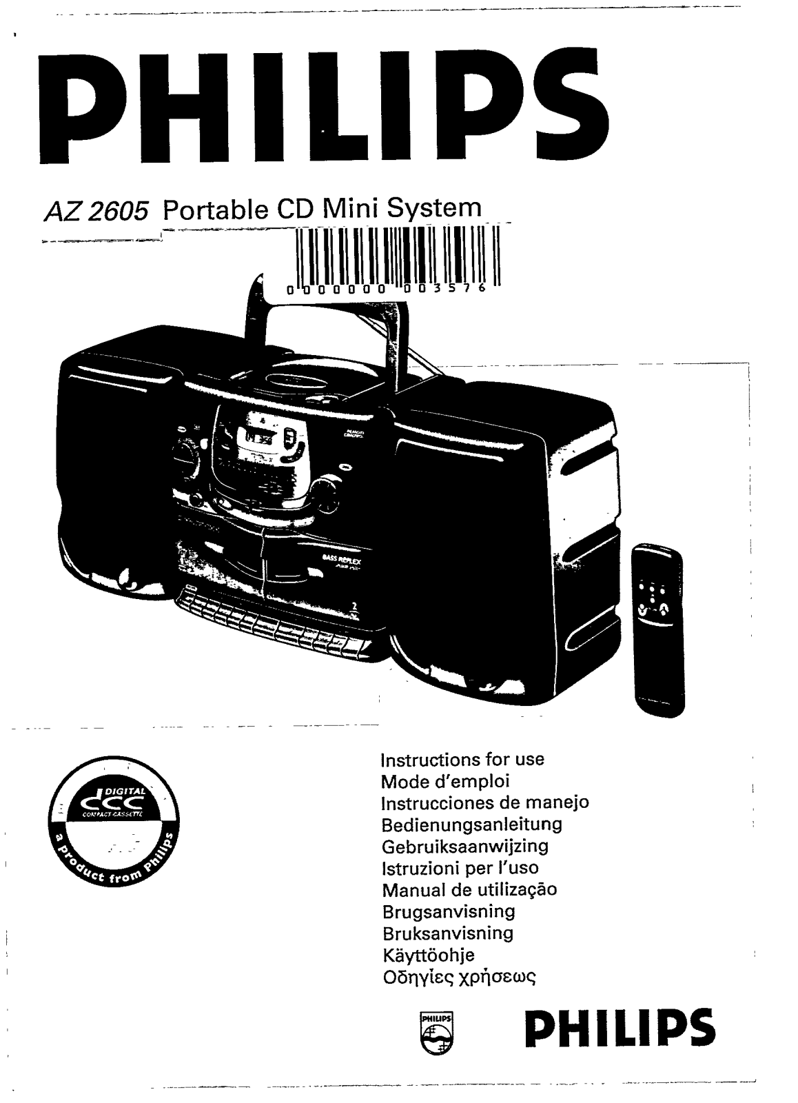 Philips AZ2605/17, AZ2605/05, AZ2605/14, AZ2605/01, AZ2605/00 User Manual