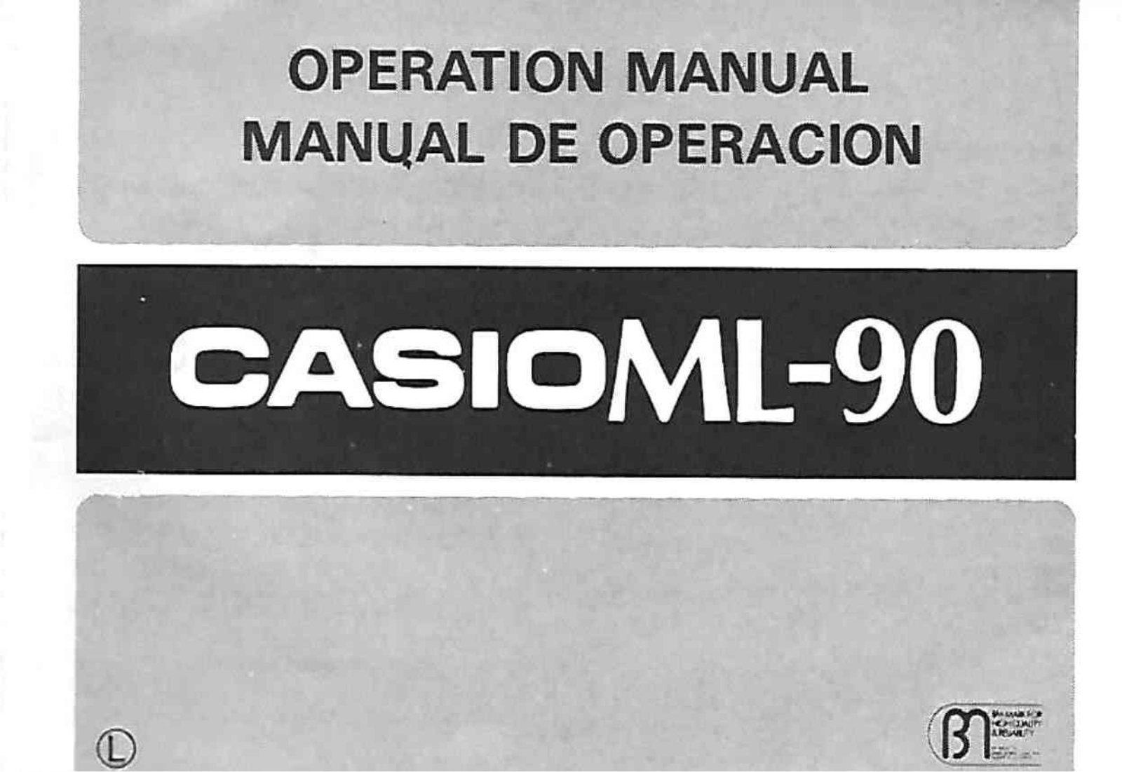 Casio ml90 User manual