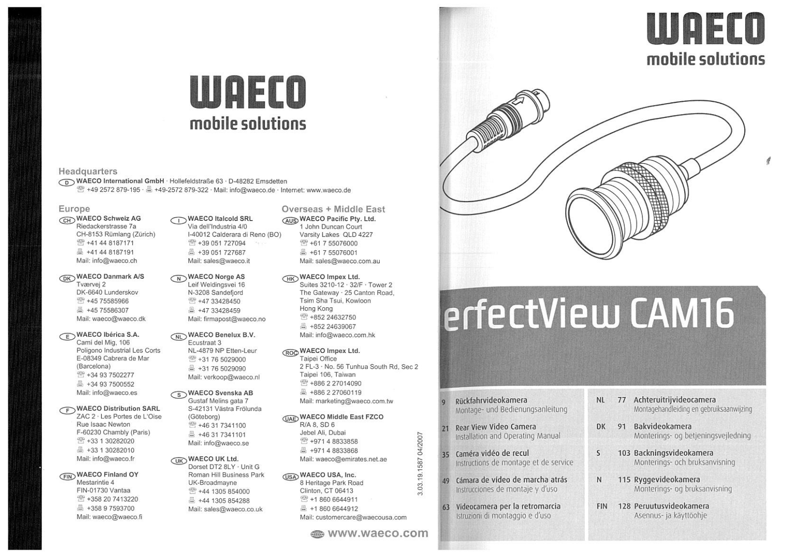 Waeco CAM16 User guide