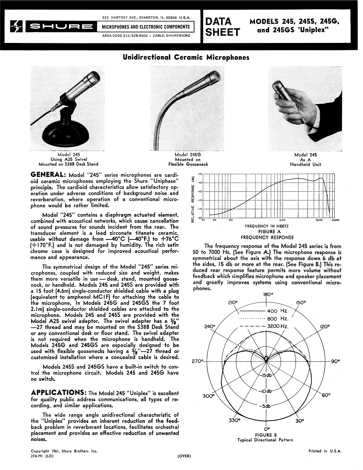 Shure 245S, 245G, 245GS User Guide