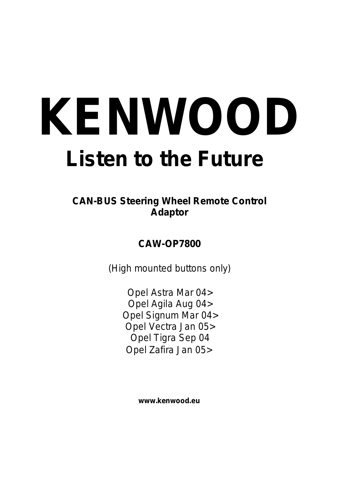 Kenwood CAW-OP7800 User Manual