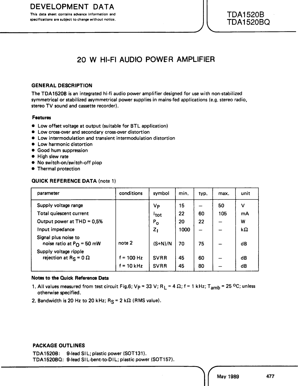 Datasheet TDA1520BQ Specification - ManualMachine.com