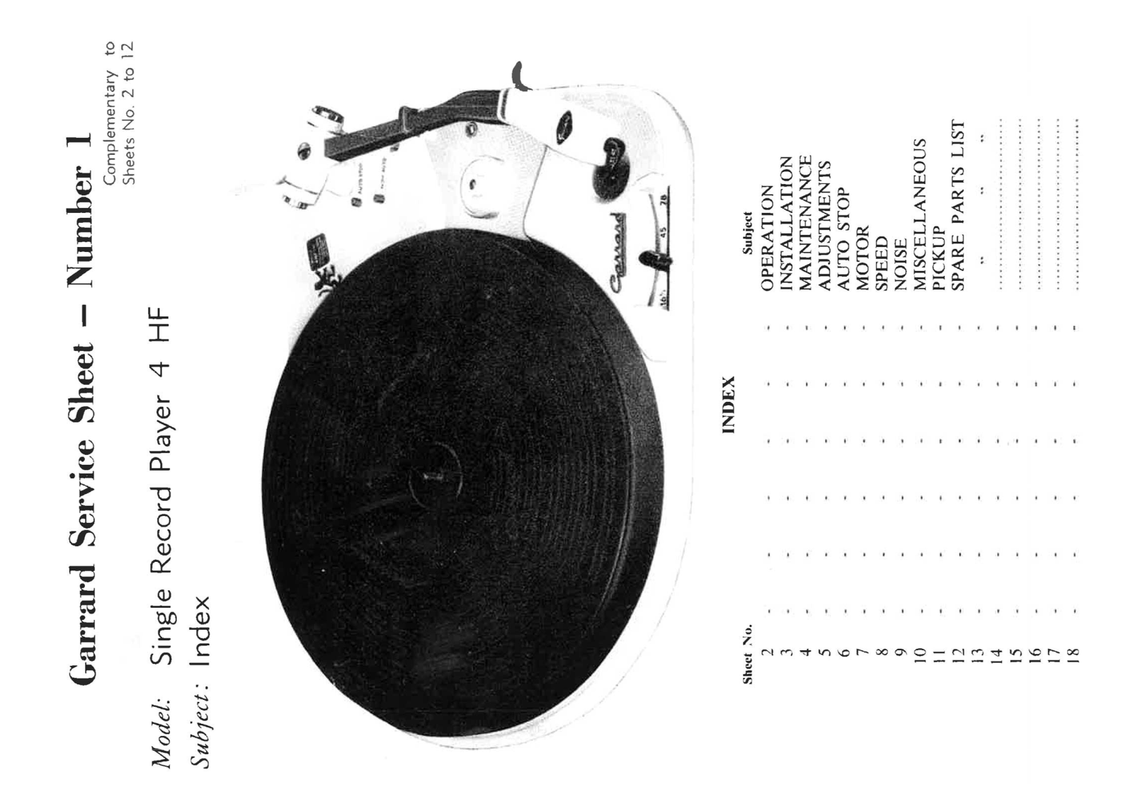 Garrard 4HF Service Manual