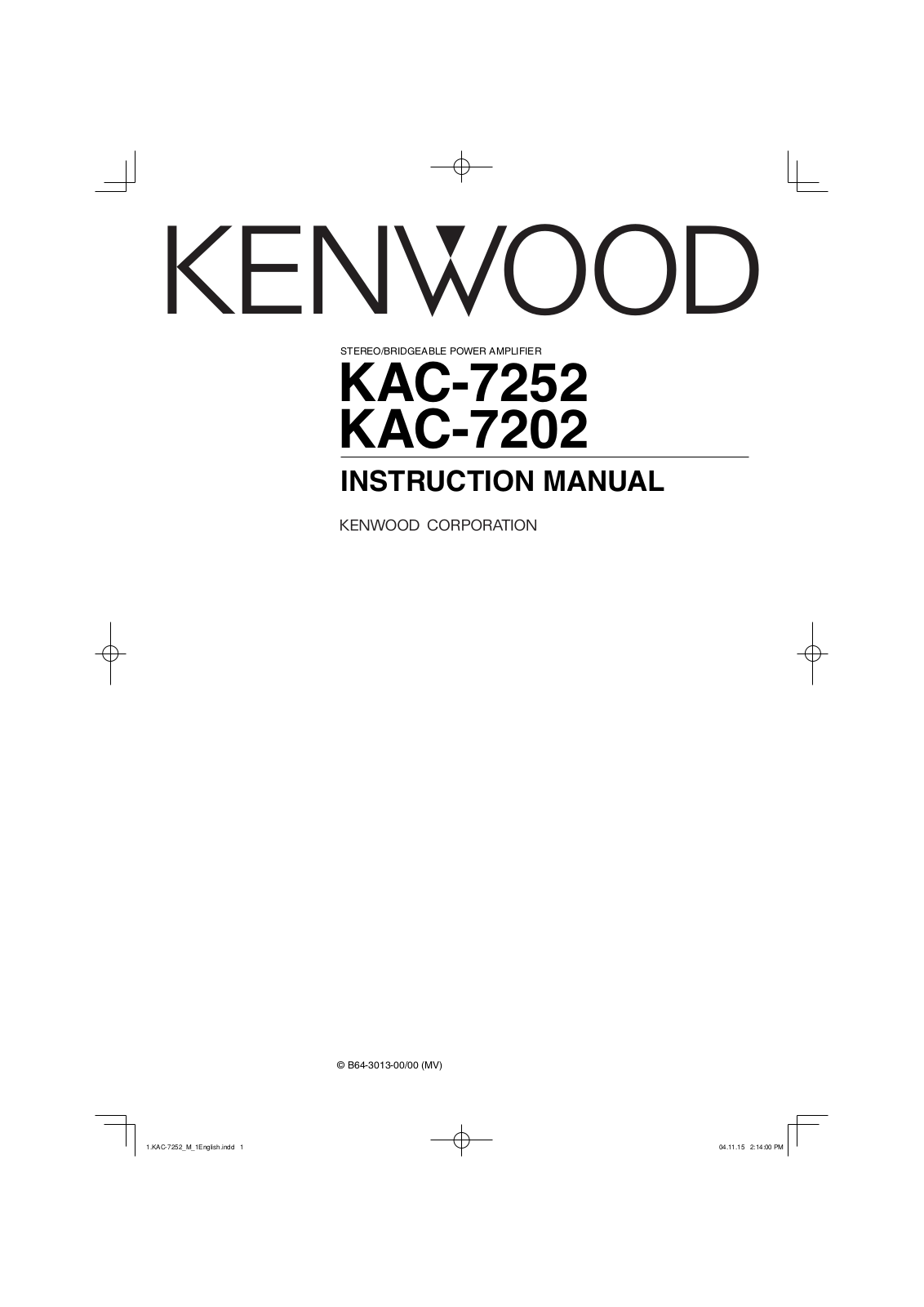 Kenwood KAC-7252, KAC-7202 User Manual