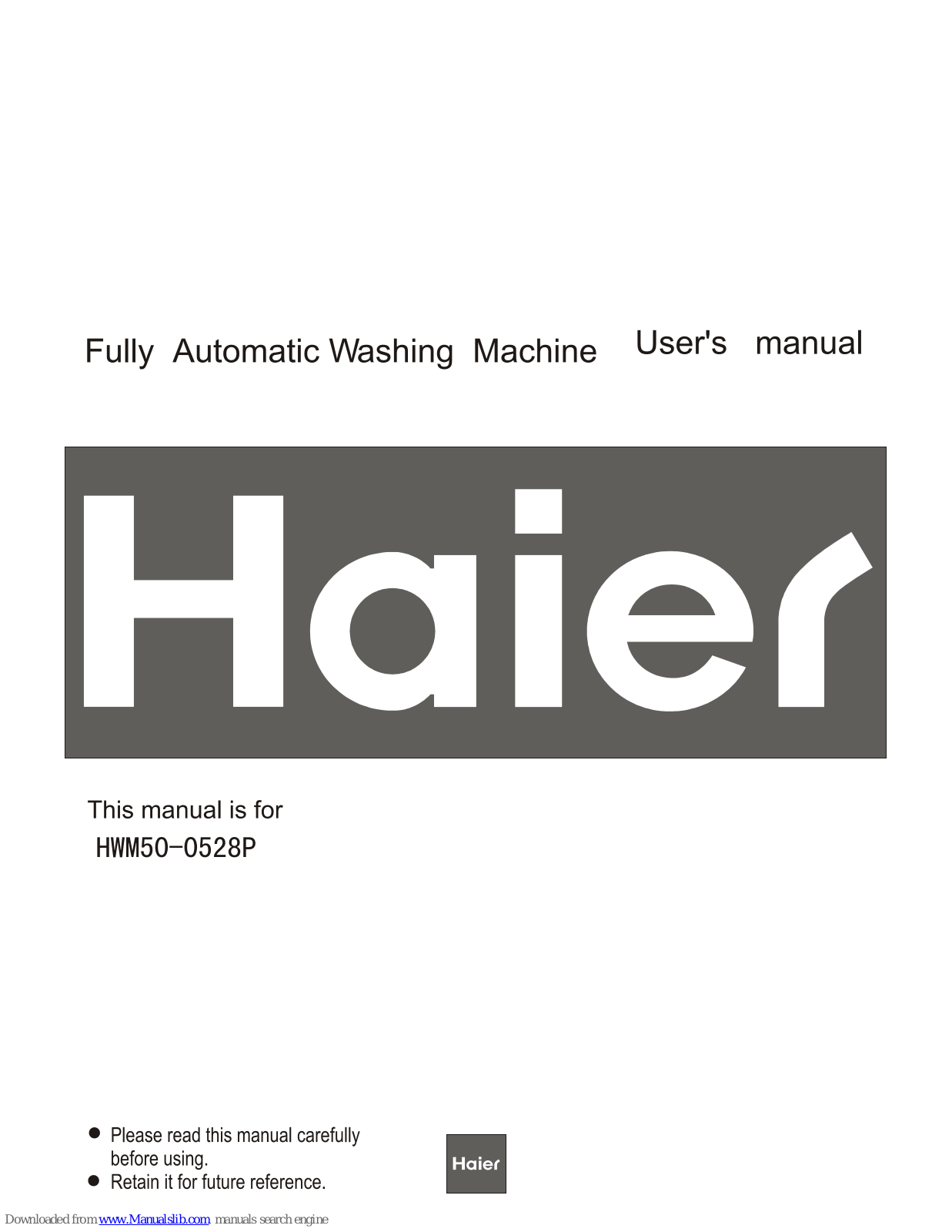 Haier HWM50-0528, HWM50-0528P User Manual