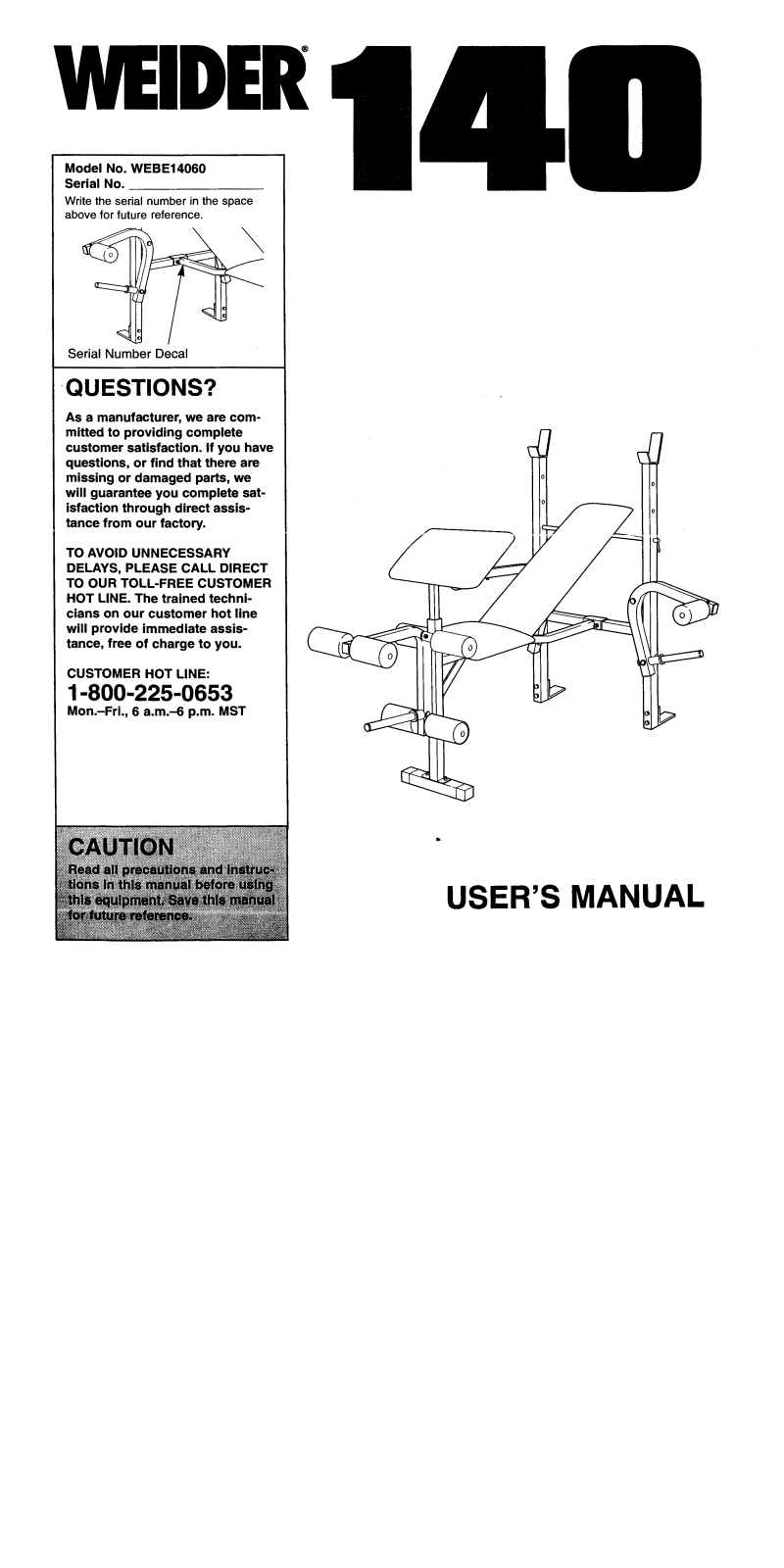 Weider 140 User Manual