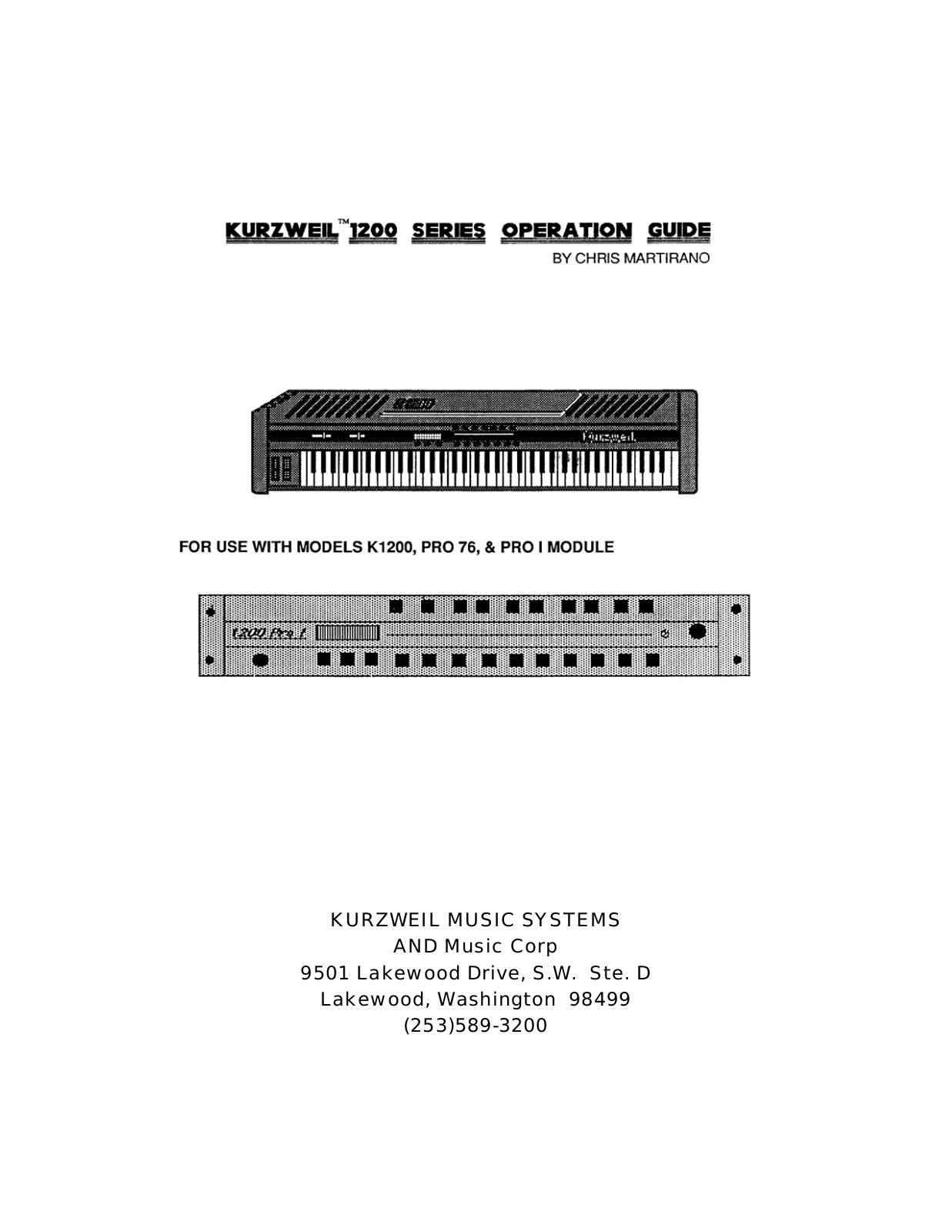 Kurzweil K1200 User Manual