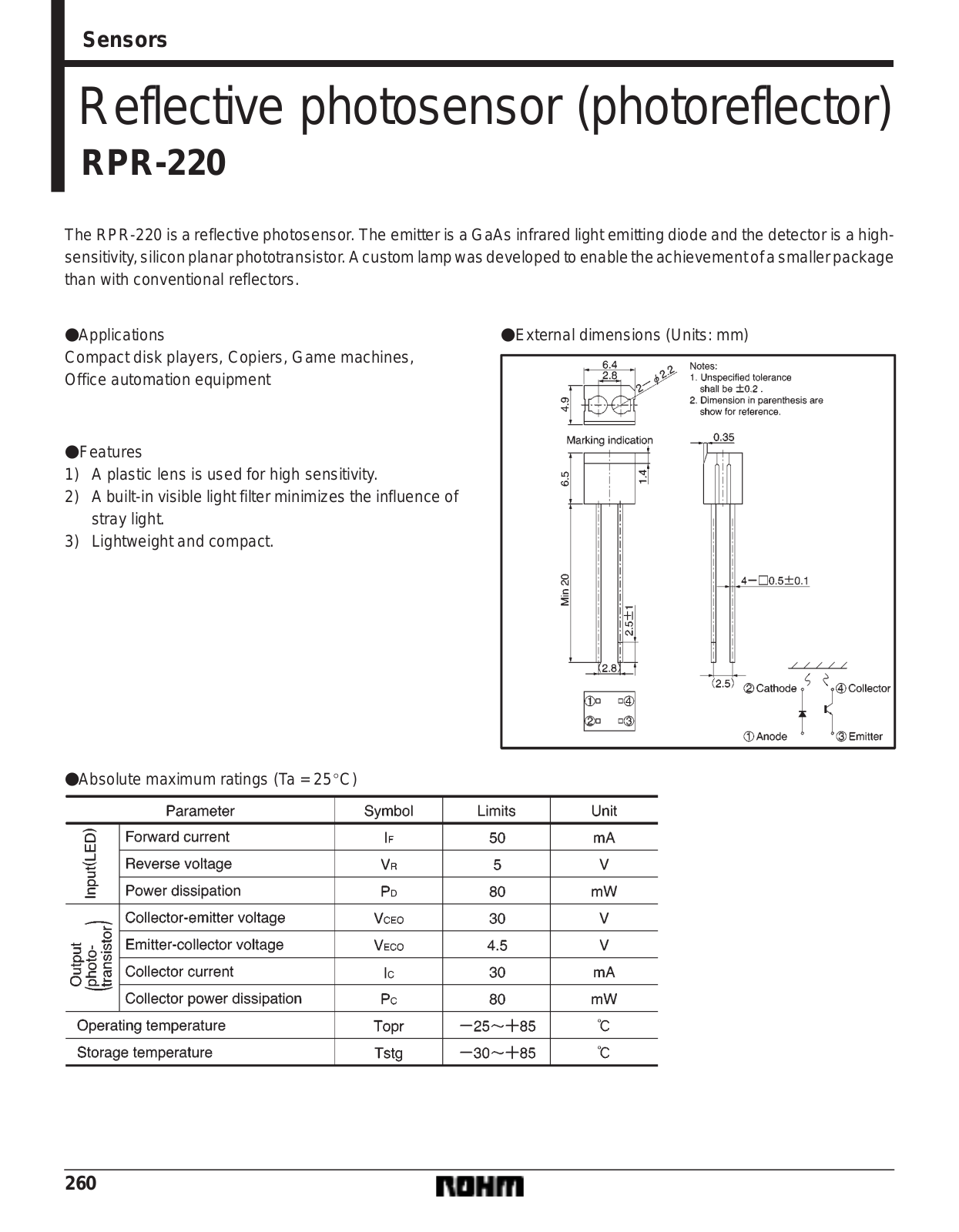 ROHM RPR-220 Datasheet