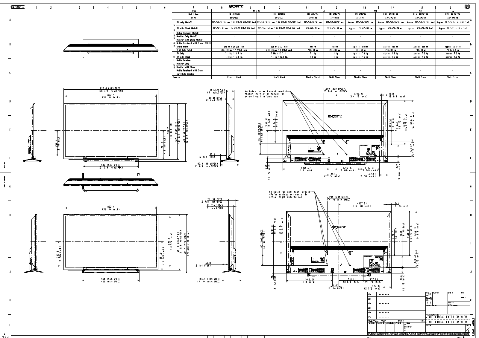 Sony KDL-40R475A, KDL-40R470A, KDL-40R471A, KDL-40R455A, KDL-40R450A User Manual