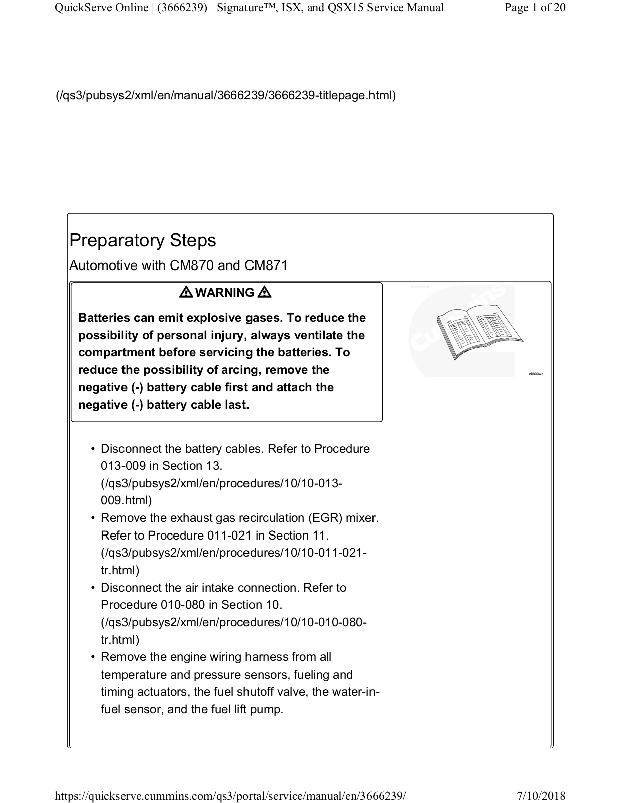 CUMMINS Signature ISX, Signature QSX15 Service Manual