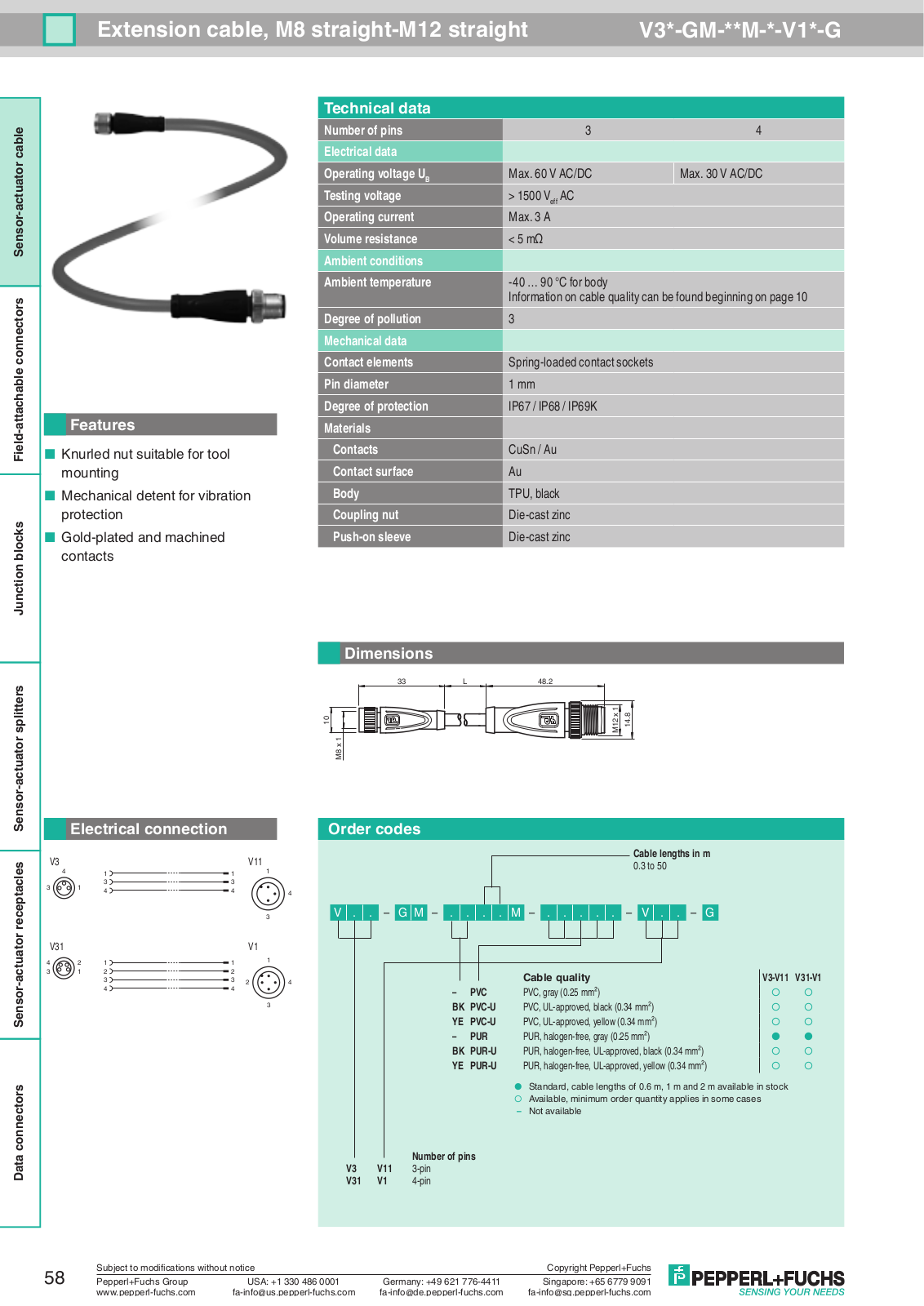 Pepperl Fuchs V3*-GM-**M-*-V1*-G Data Sheet