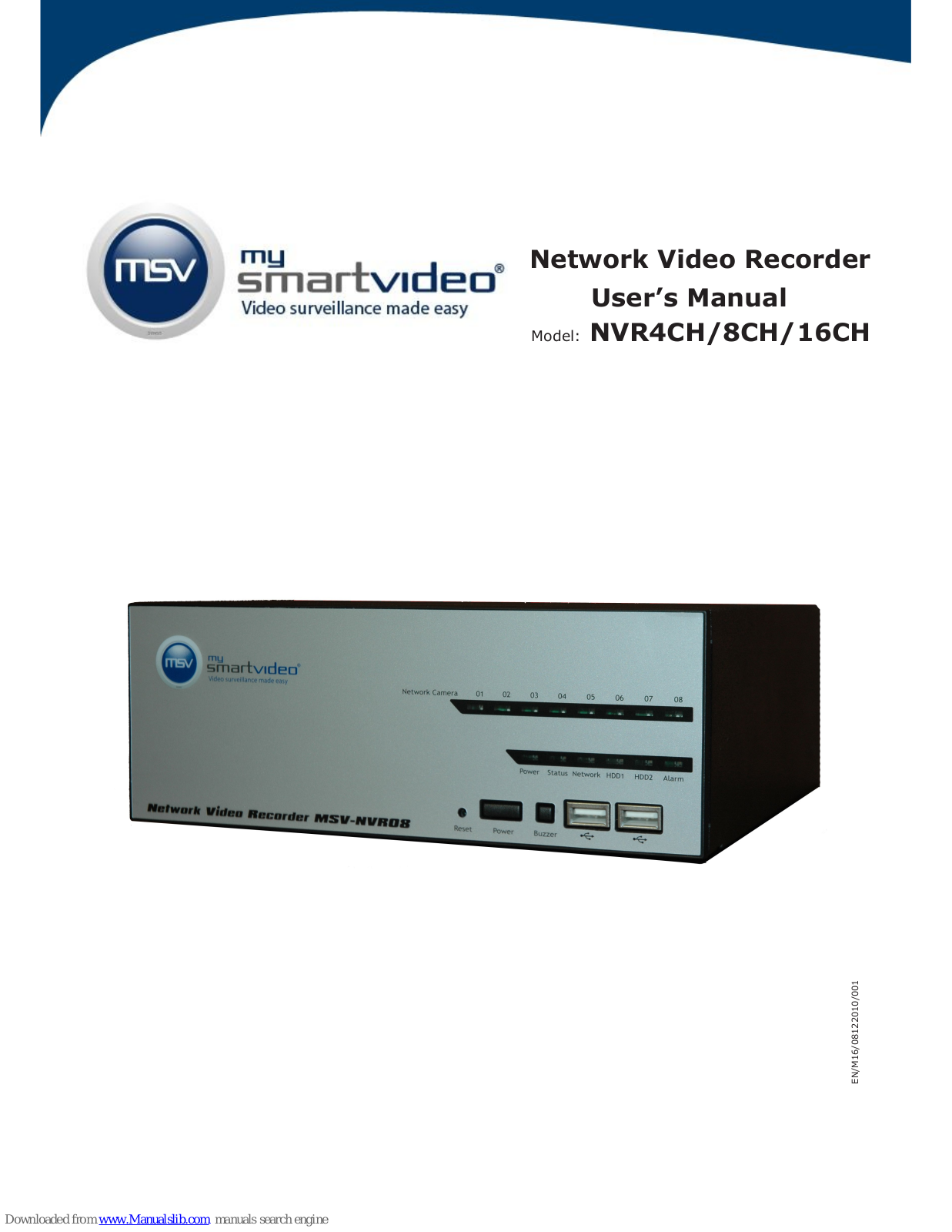 MSV NVR4CH, NVR8CH, NVR16CH User Manual