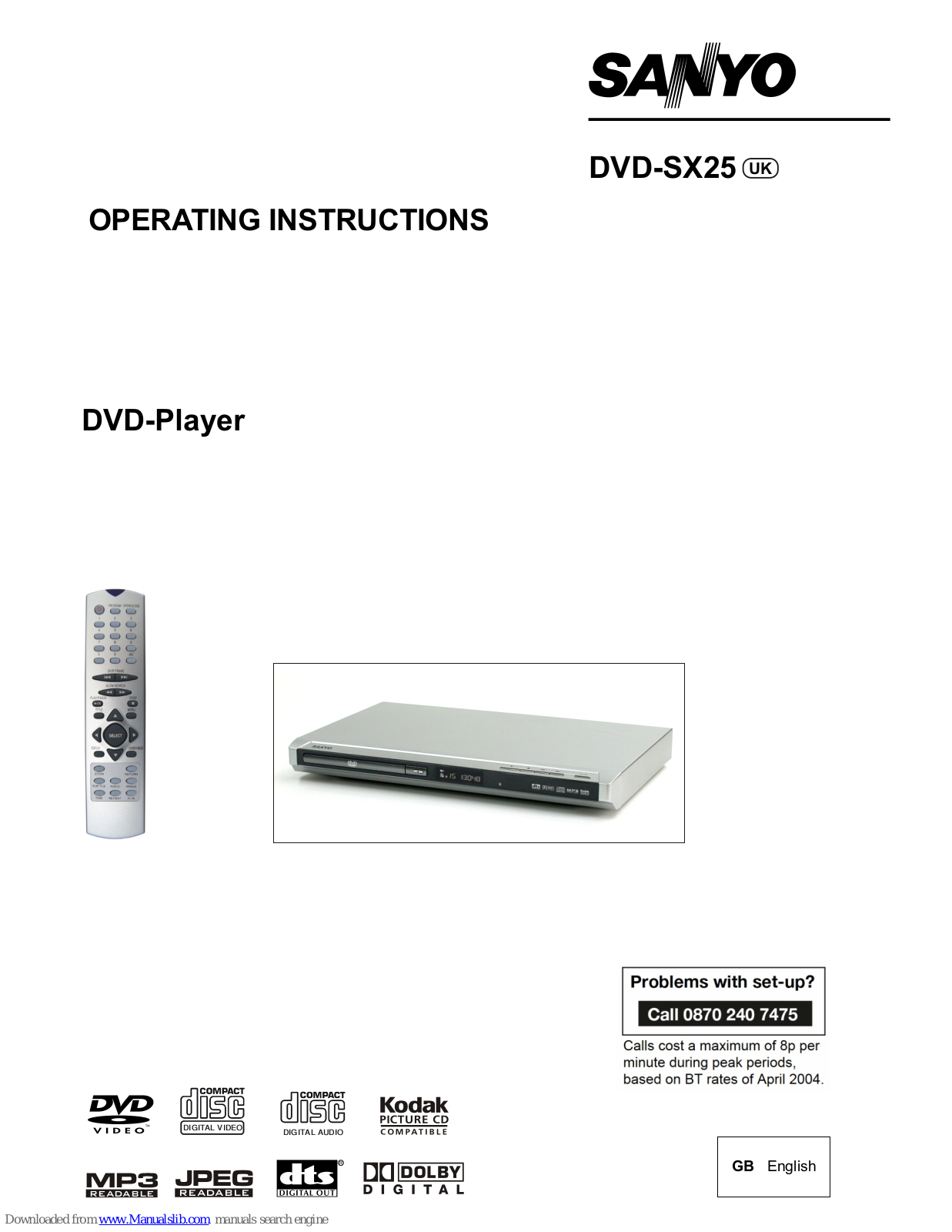 Sanyo SX25 Operating Instructions Manual