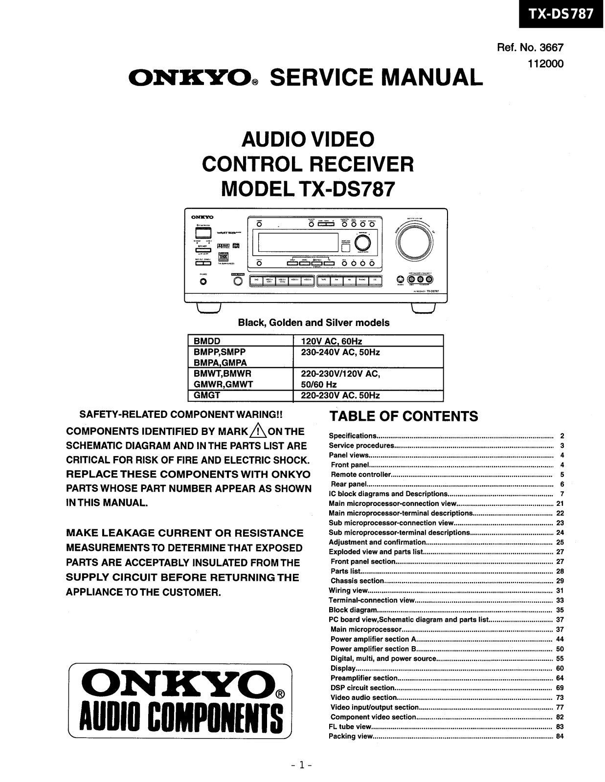 Onkyo TXDS-787 Service Manual