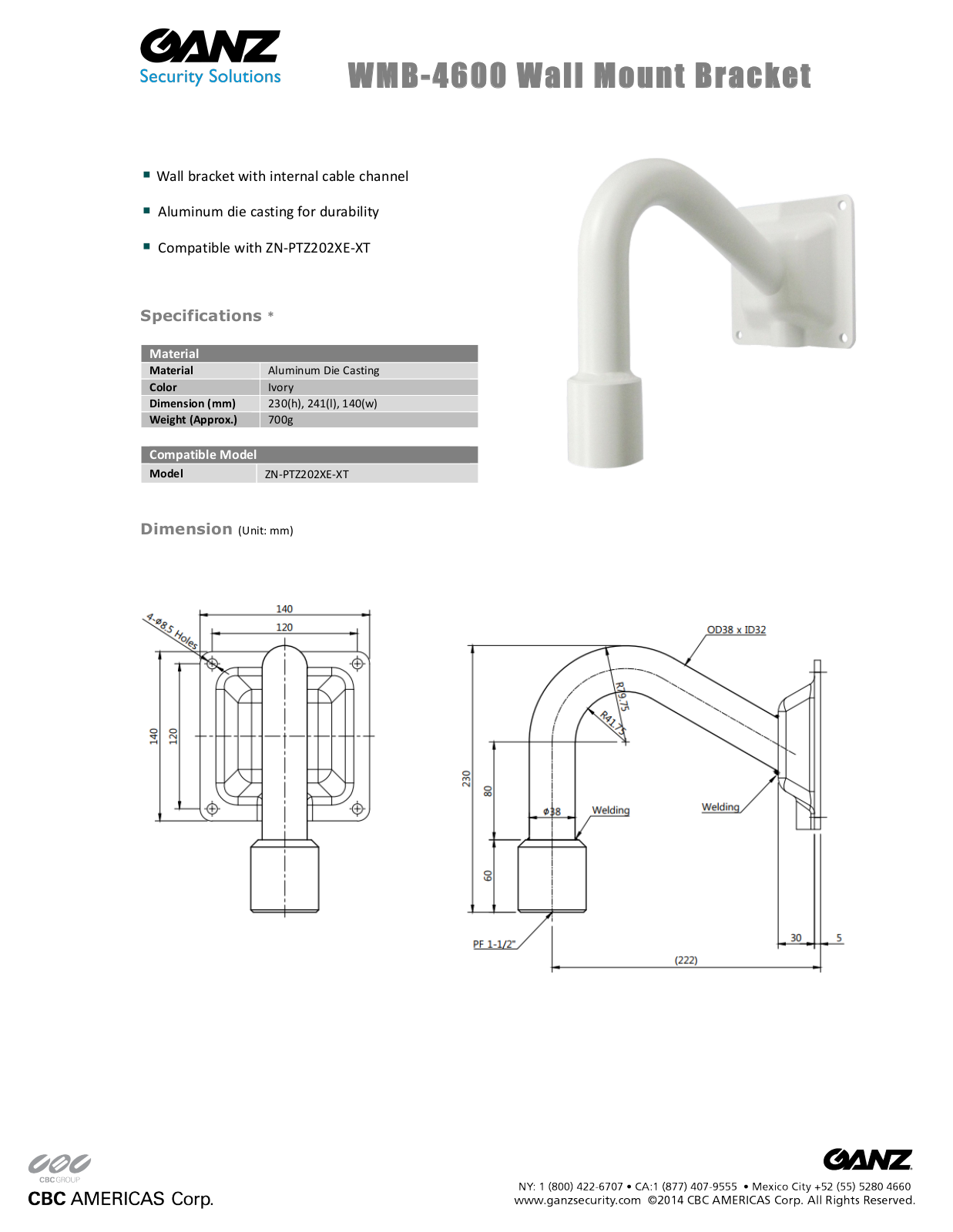 Ganz WMB-4600 Specsheet