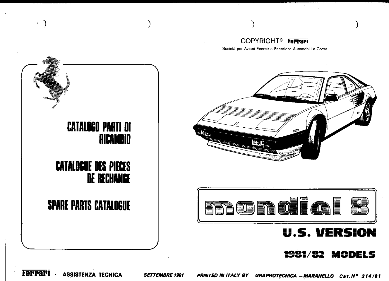 Ferrari Mondial 1981-1982 User Manual