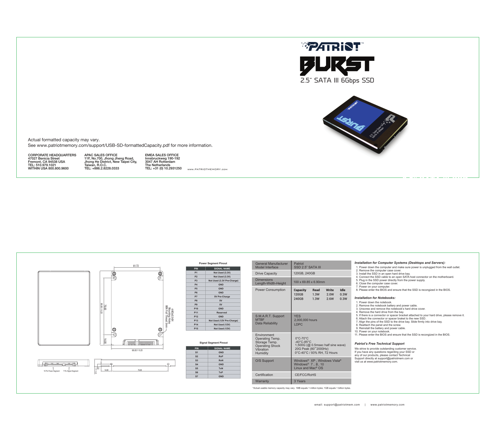 Patriot PBU240GS25SSDR User Manual