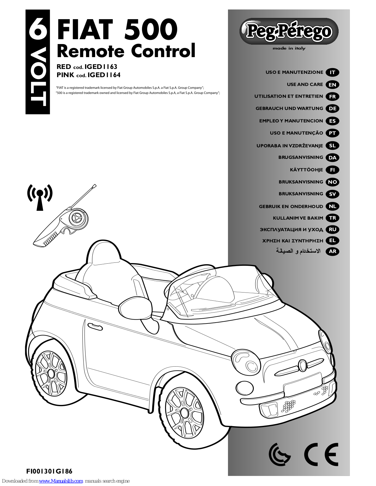 Peg-Perego FIAT 500 Use And Care Manual