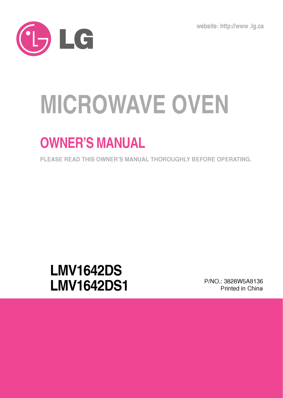 LG LMV1642DS1 User Manual