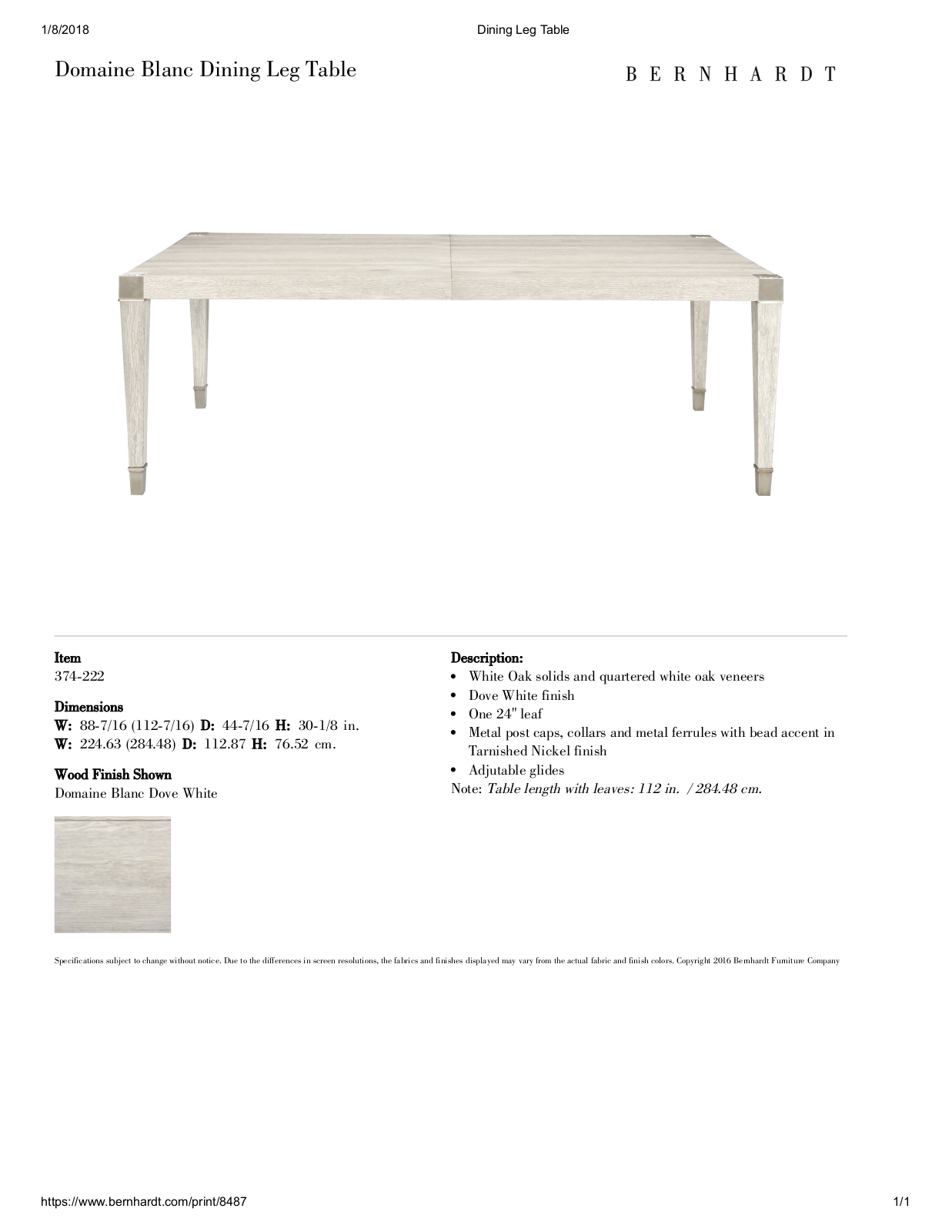 Bernhardt BHT11979 Specifications - ManualMachine.com